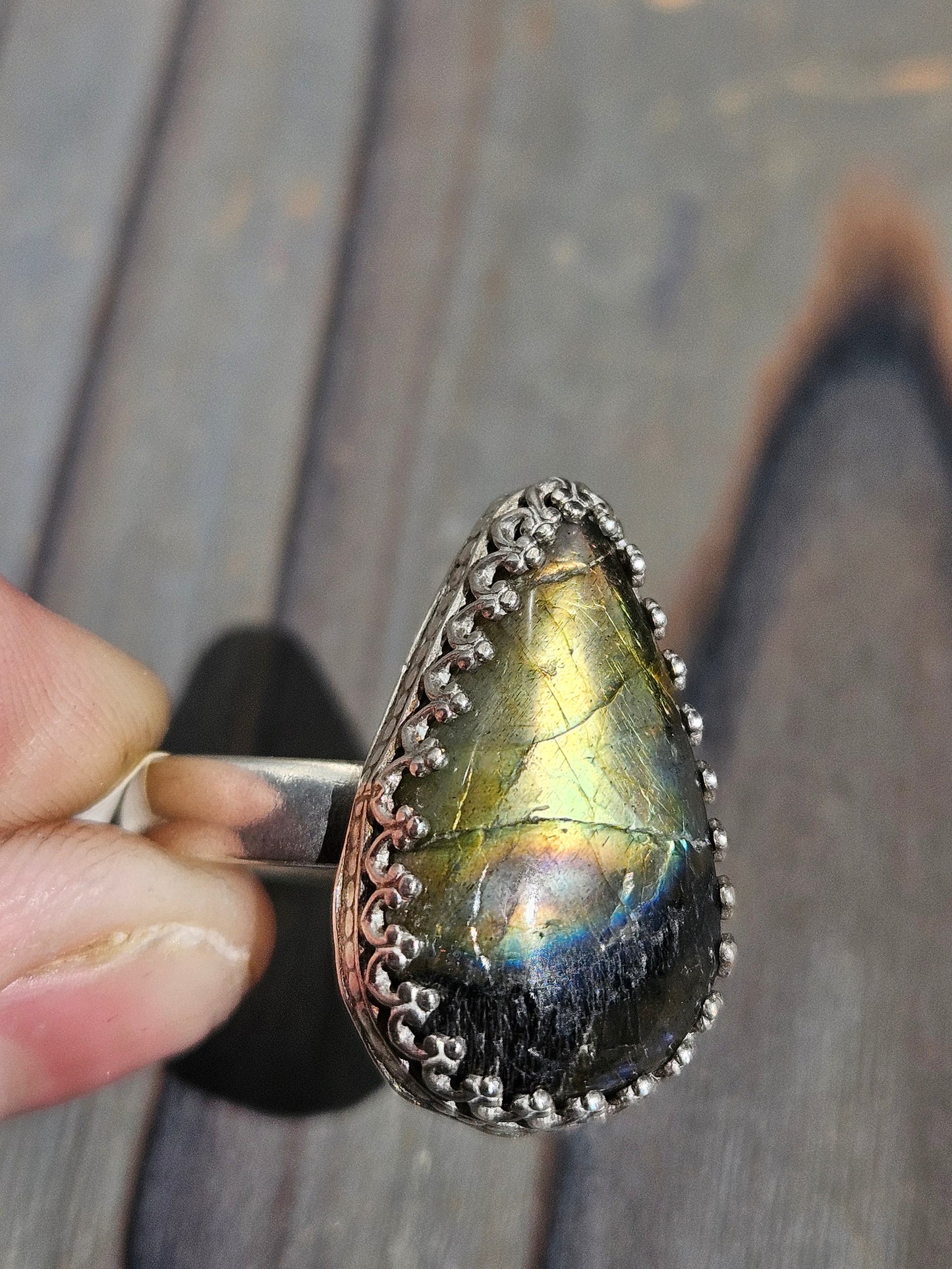 Golden Labradorite Ring, Size 10