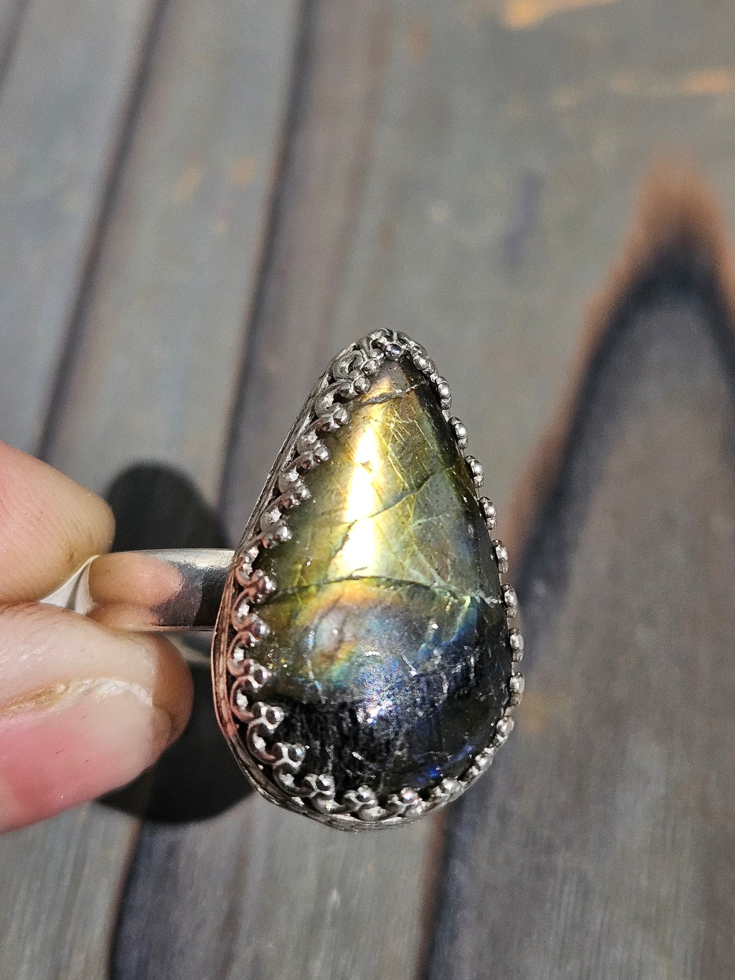 Golden Labradorite Ring, Size 10