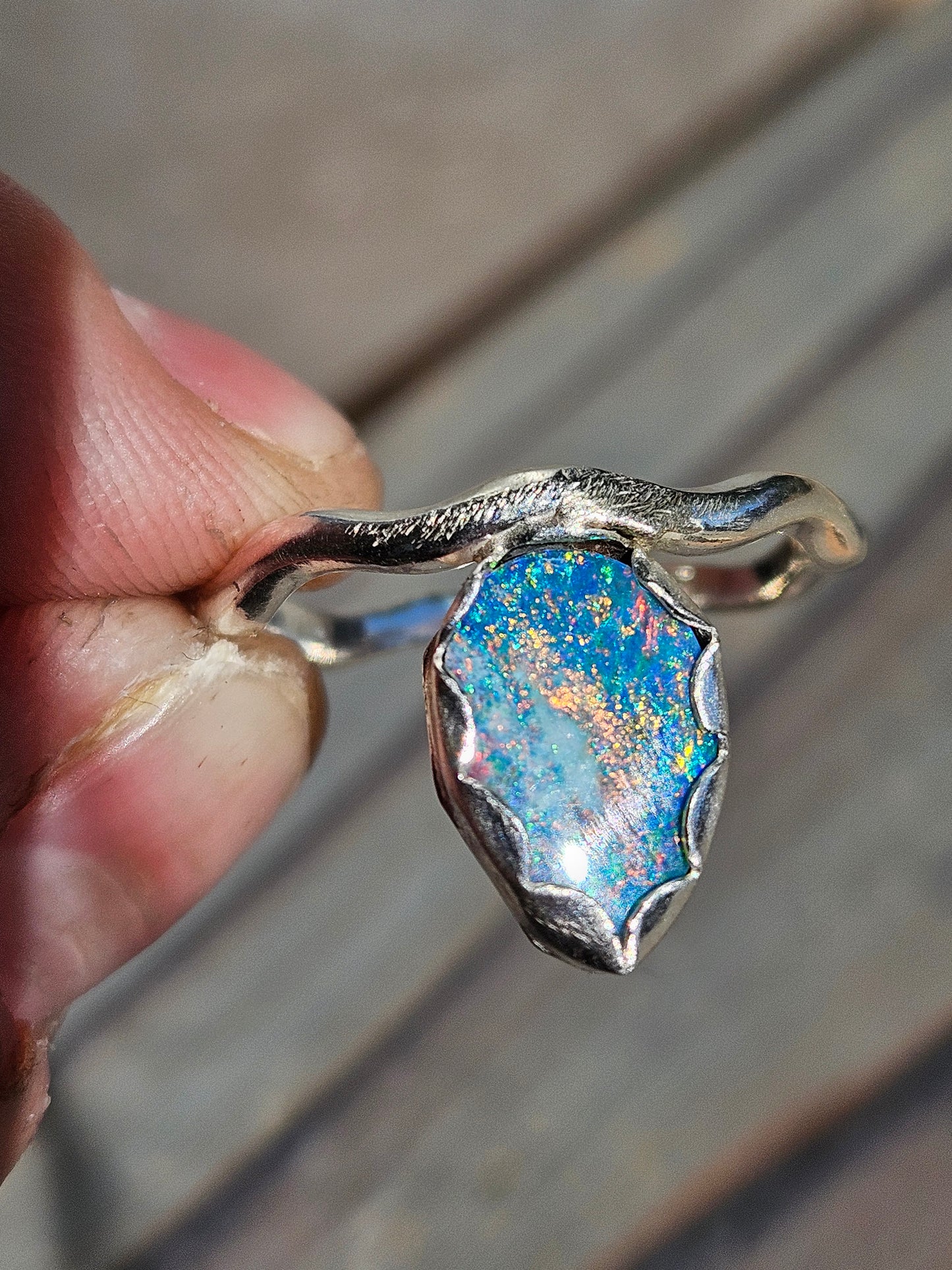 Australian Opal Swivel Ring, Size 9