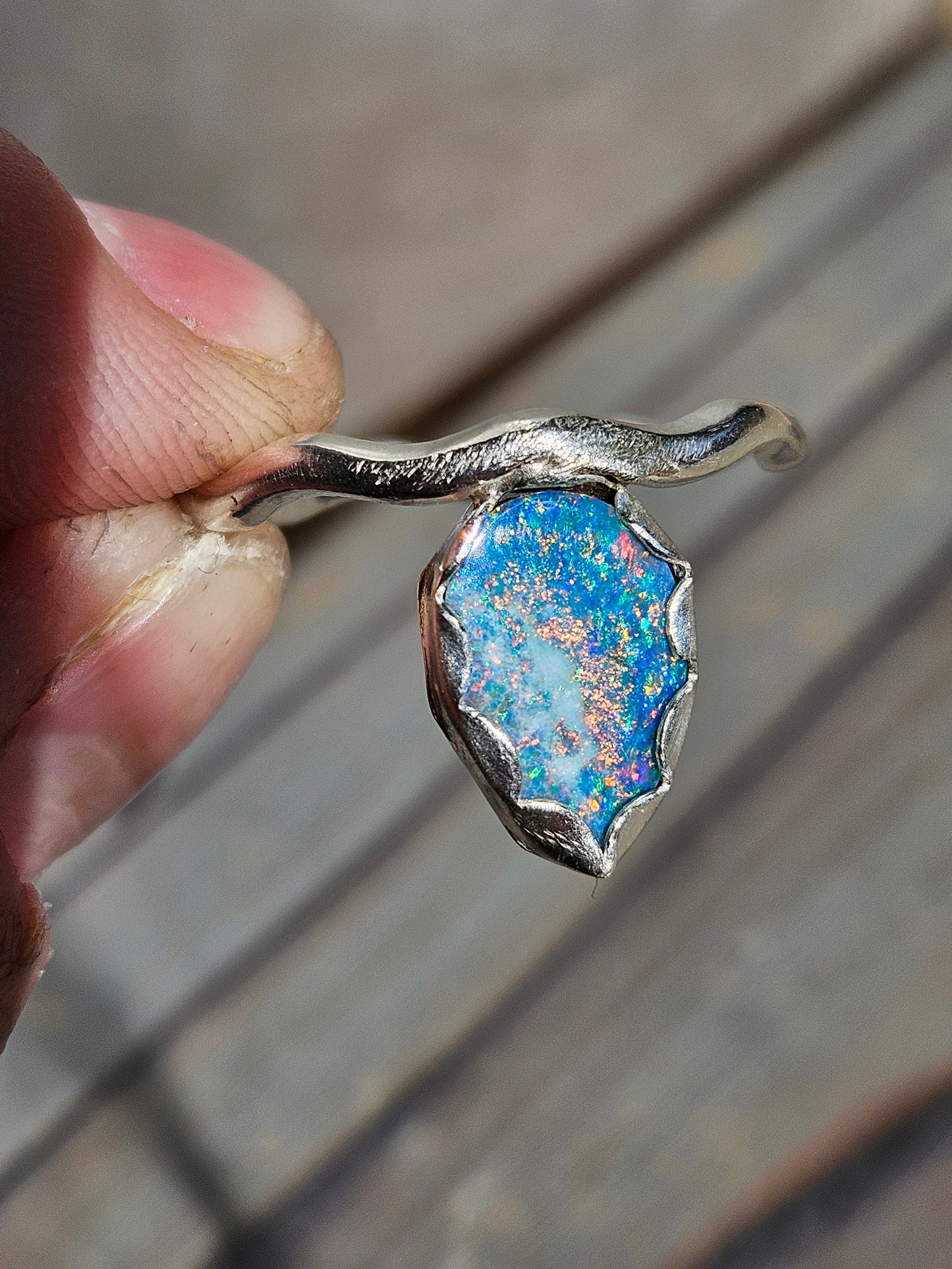 Australian Opal Swivel Ring, Size 9