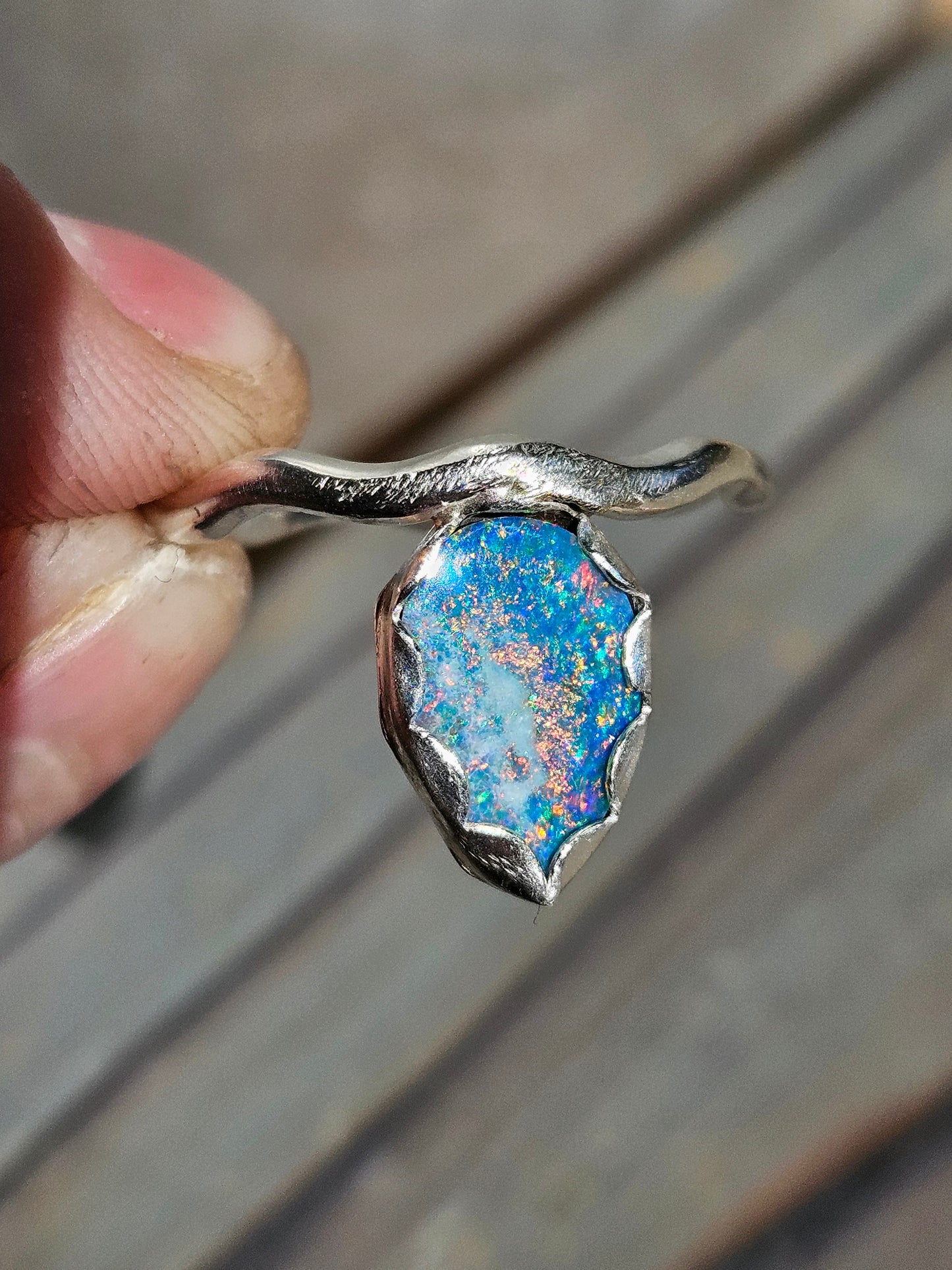 Australian Opal Swivel Ring, Size 9