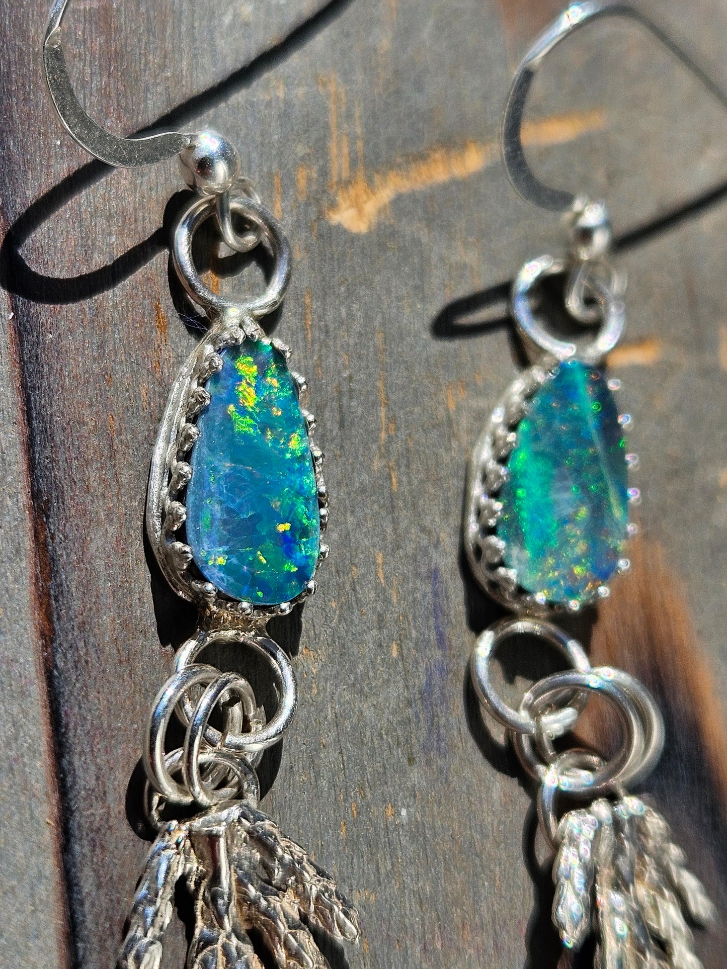 Australian Opal Cedar Earrings