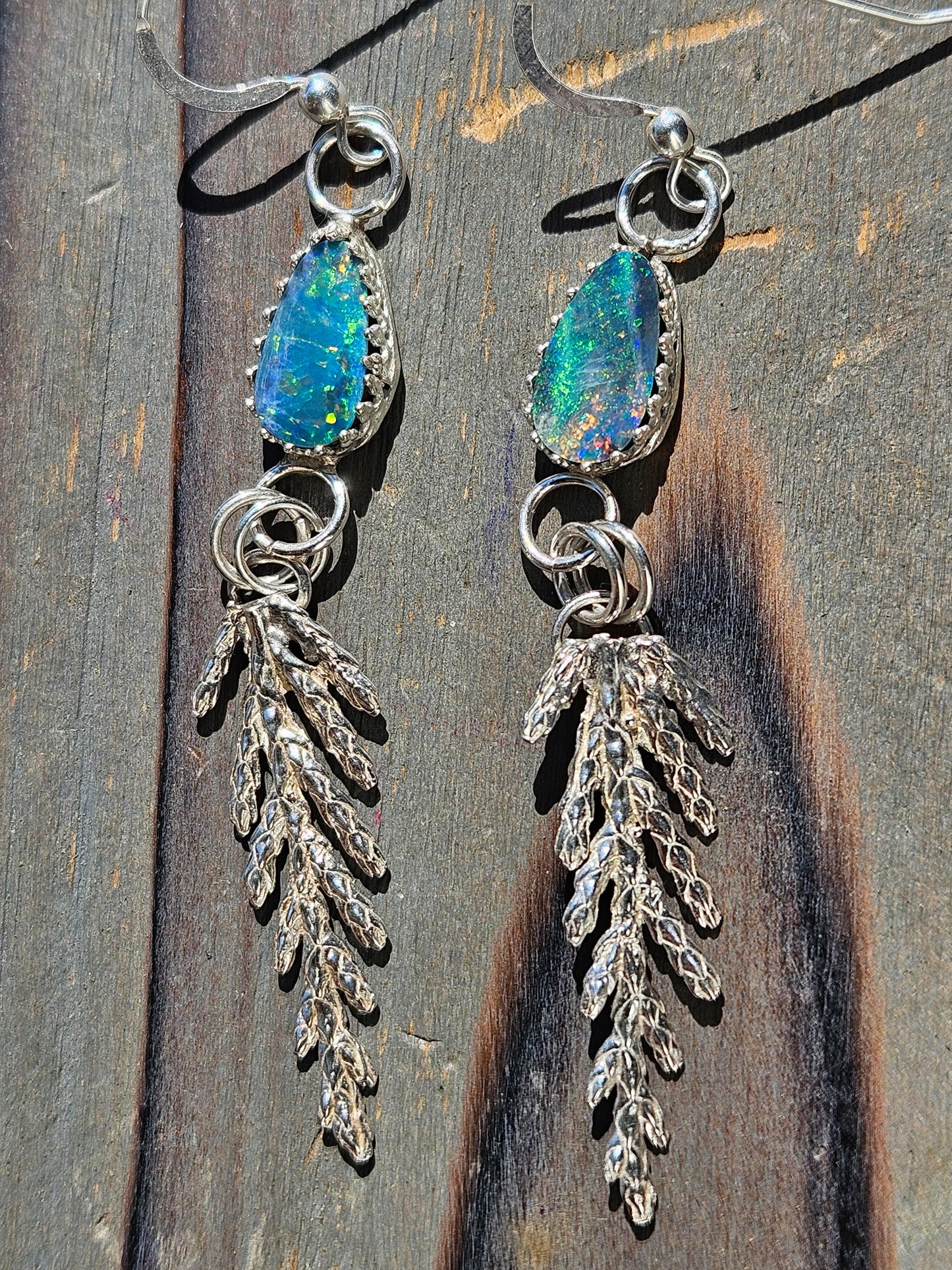 Australian Opal Cedar Earrings