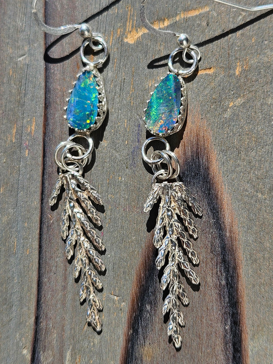 Australian Opal Cedar Earrings