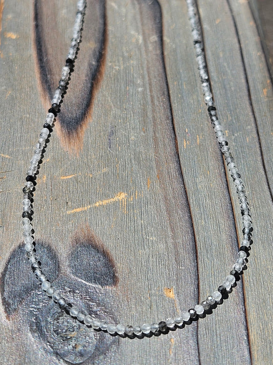 Black Tourmaline in Quartz Chain Necklace 17in