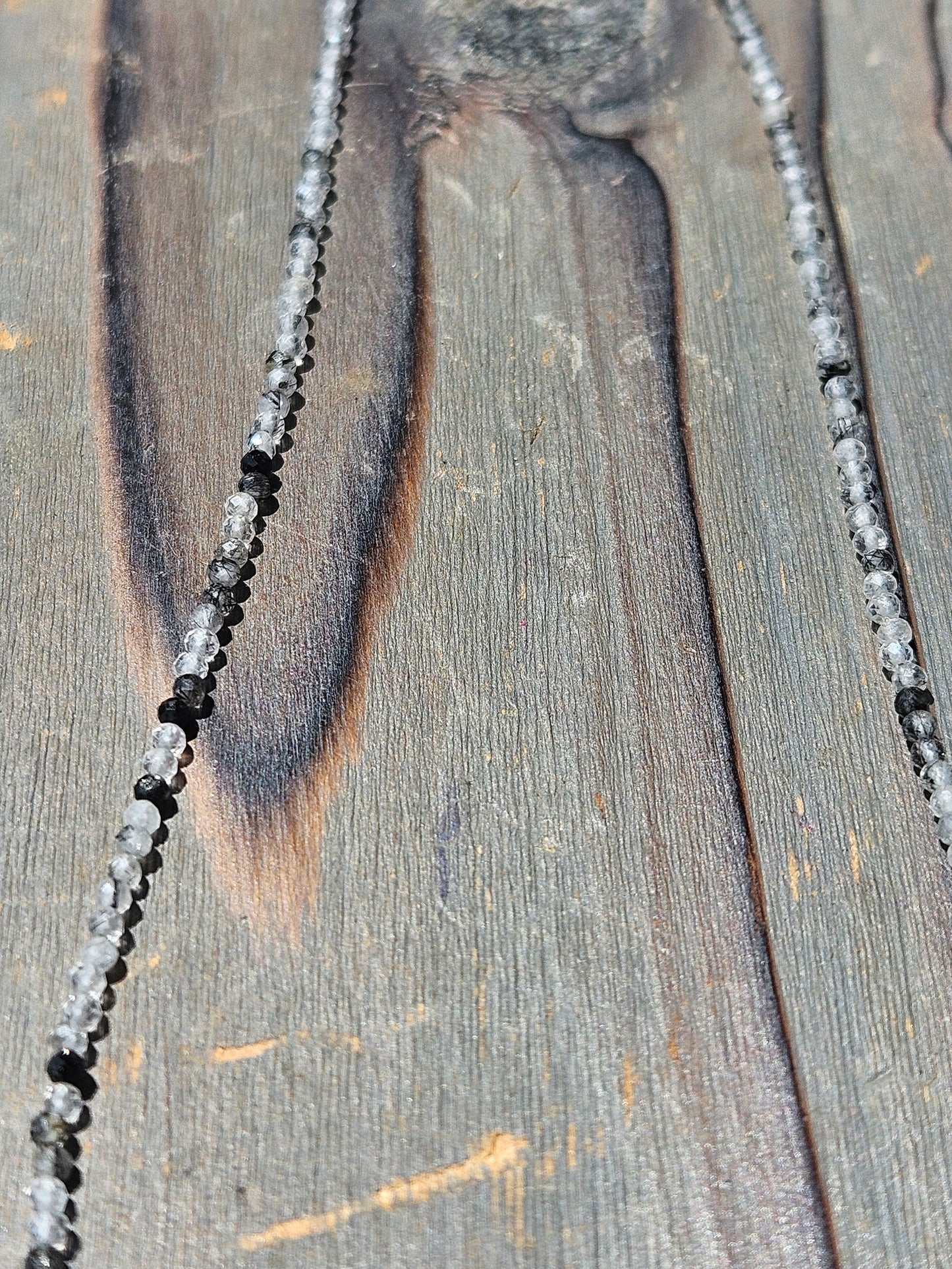 Black Tourmaline in Quartz Chain Necklace 17in