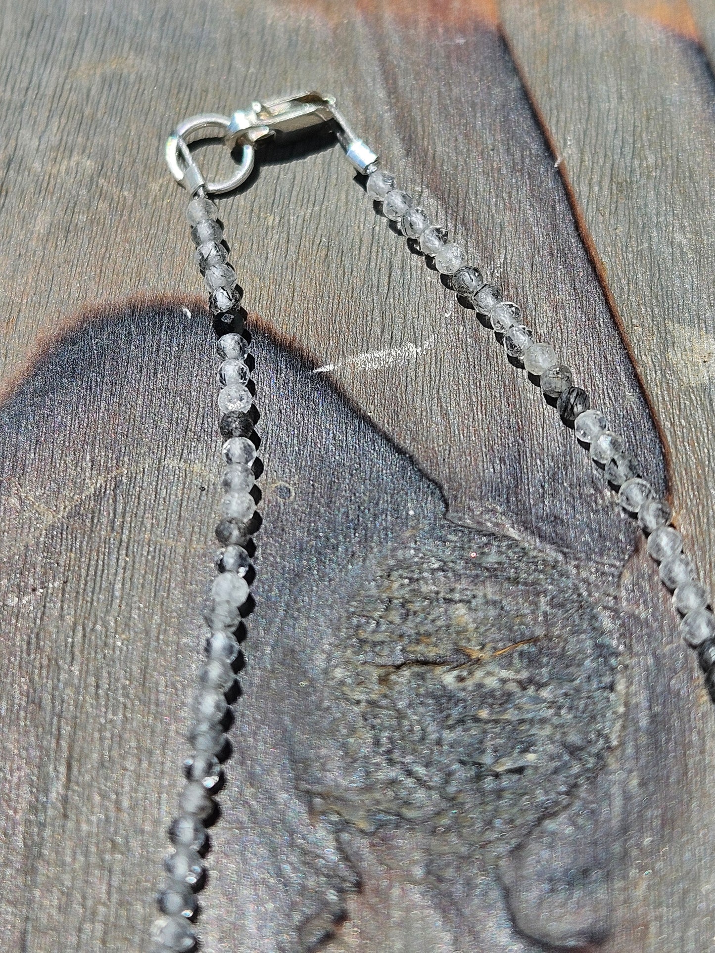 Black Tourmaline in Quartz Chain Necklace 17in