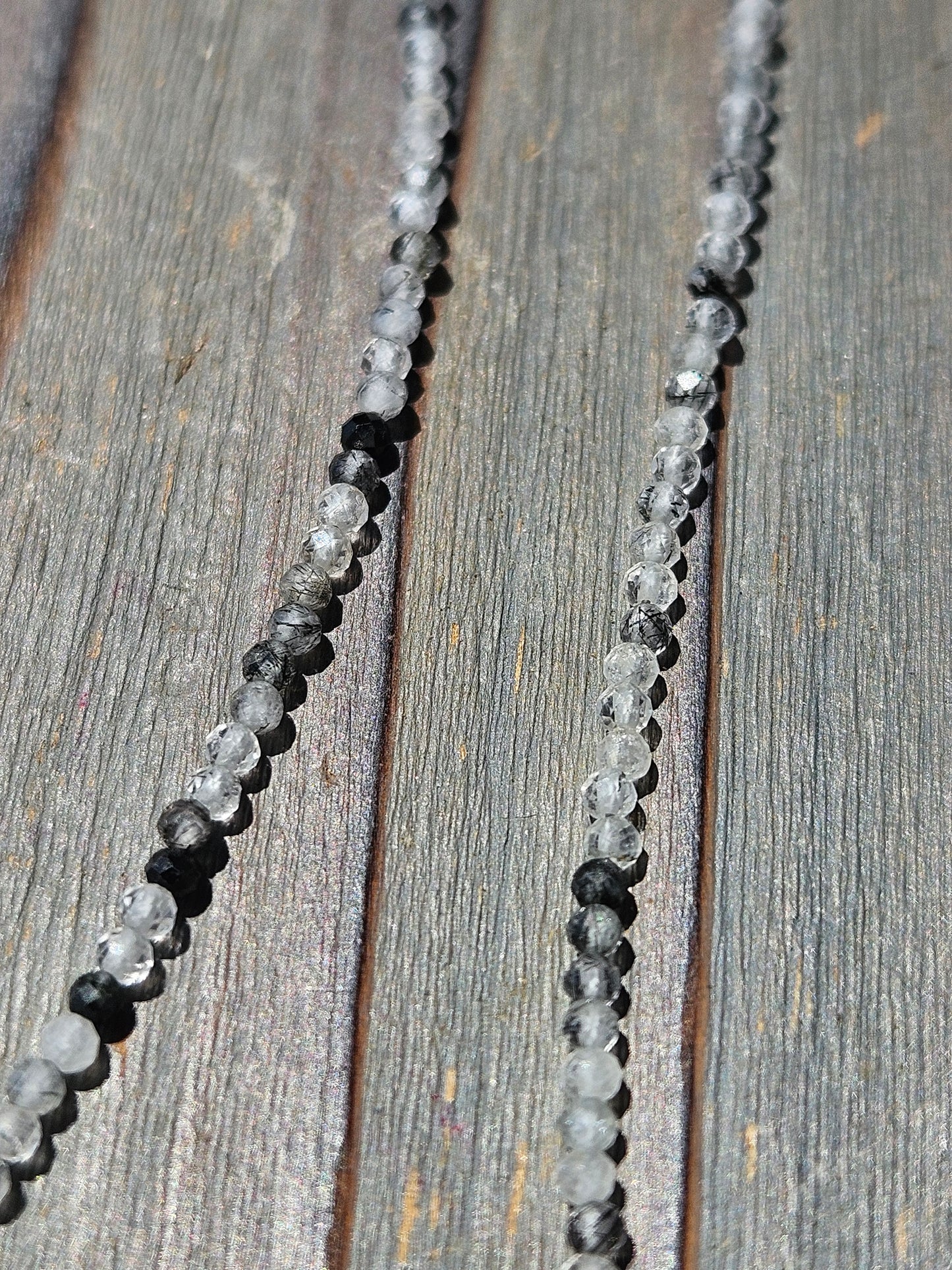 Black Tourmaline in Quartz Chain Necklace 17in