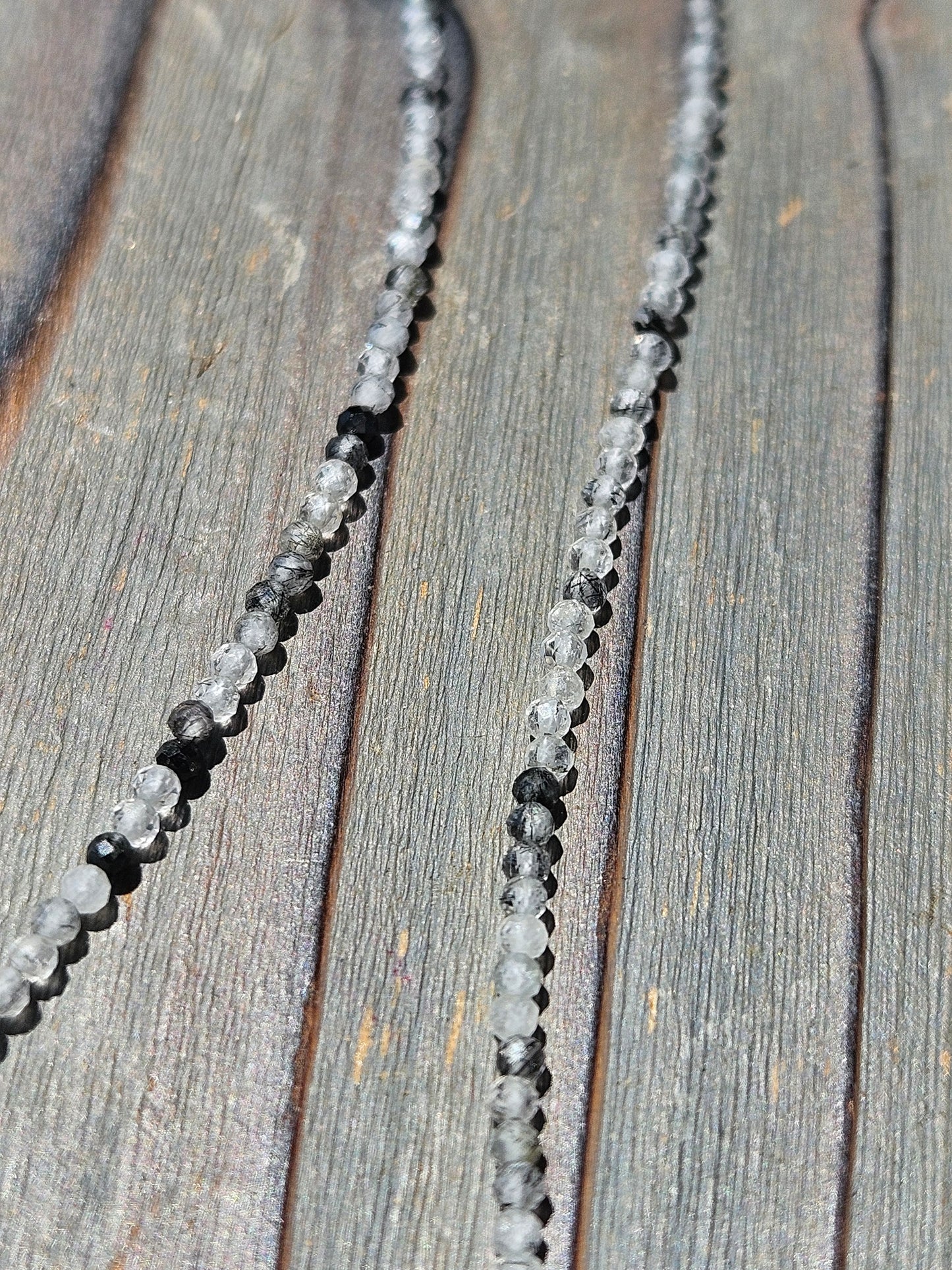 Black Tourmaline in Quartz Chain Necklace 17in