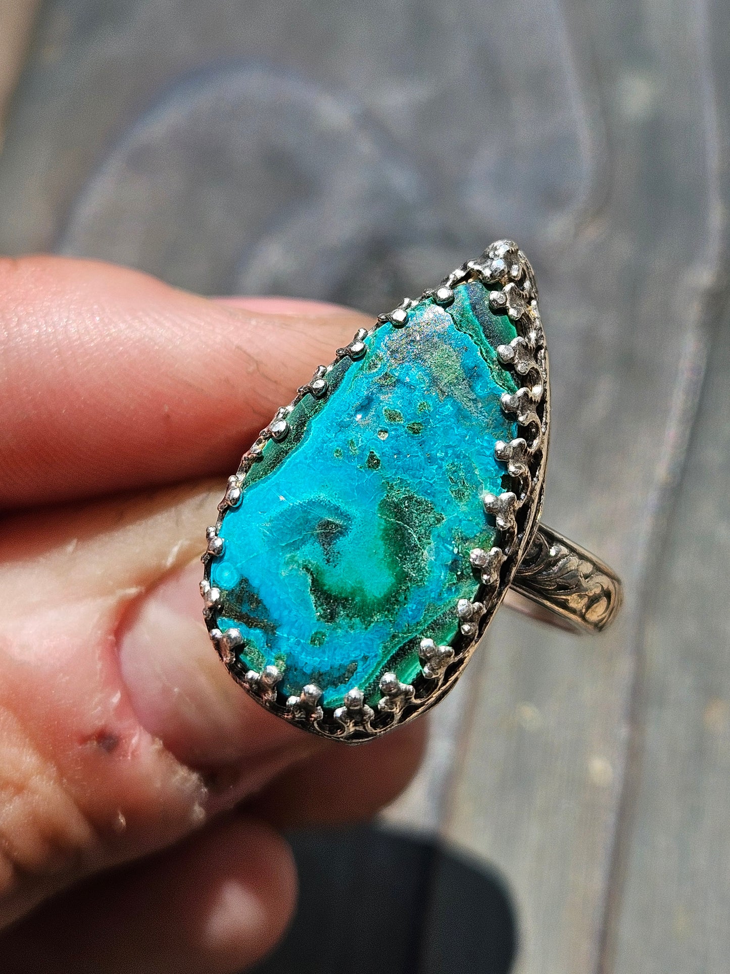 Malachite and Chrysocolla Ring, Size 8