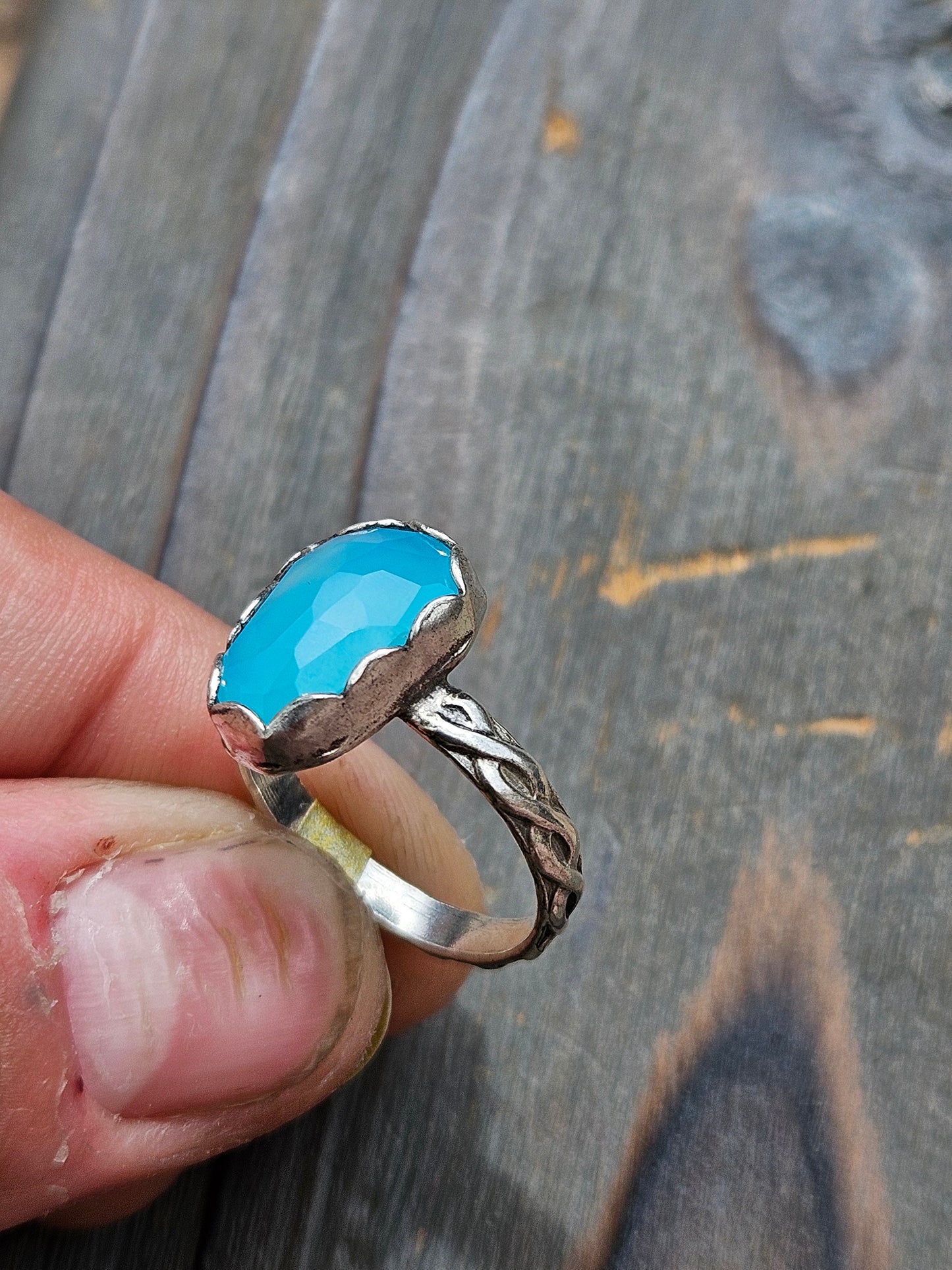 Blue Chalcedony Ring, size 7