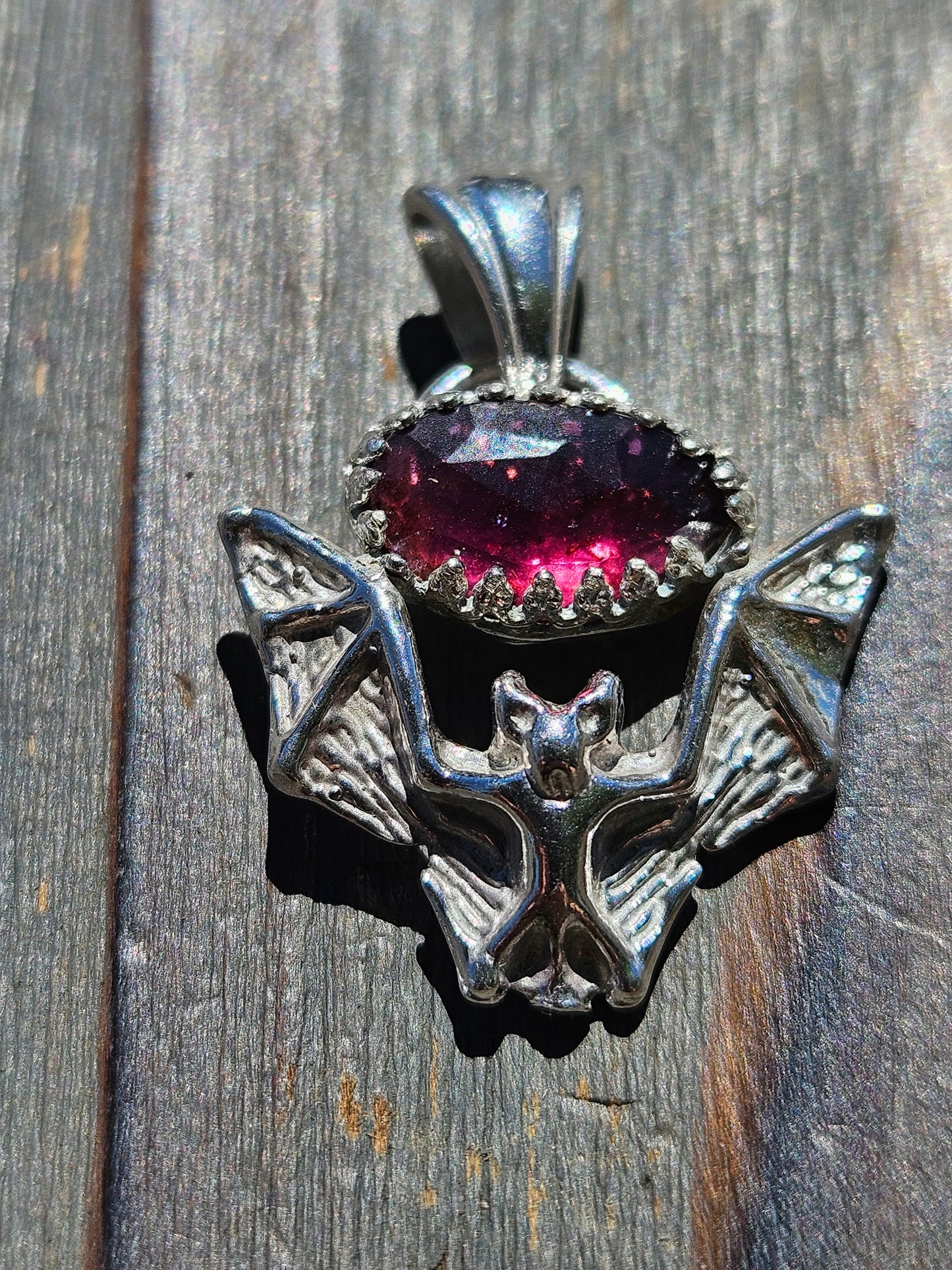 Indian Garnet and Bat Pendant