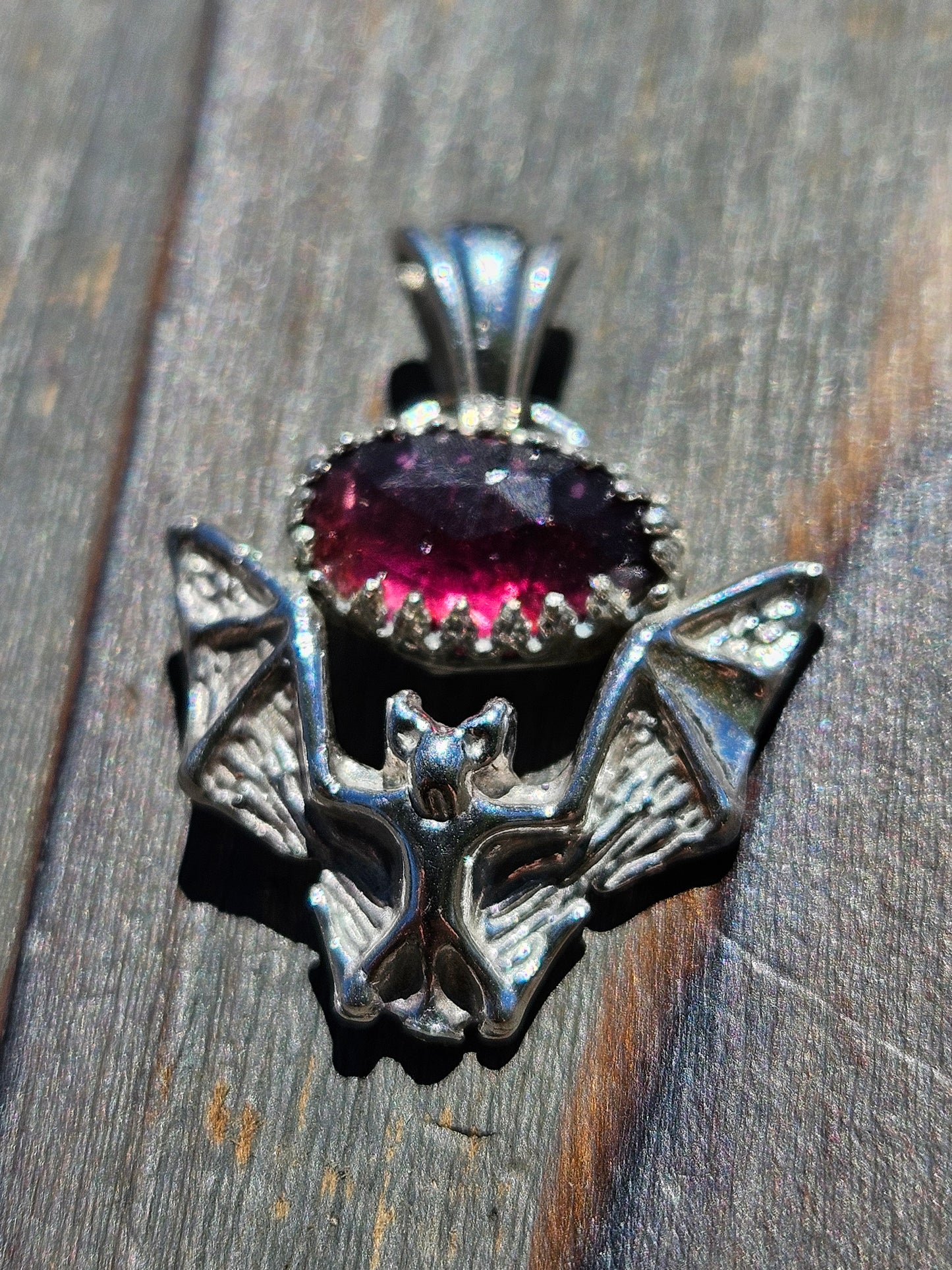 Indian Garnet and Bat Pendant