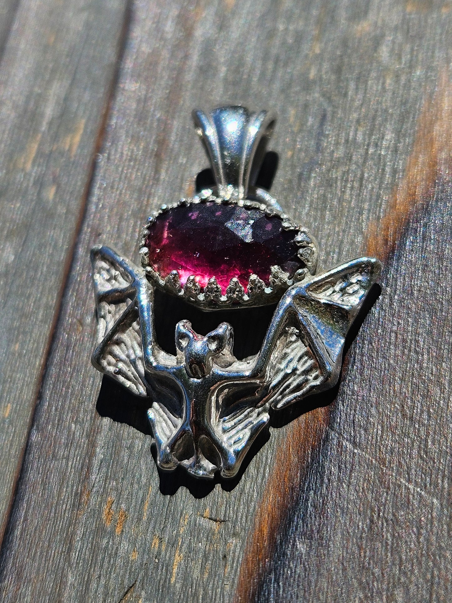 Indian Garnet and Bat Pendant