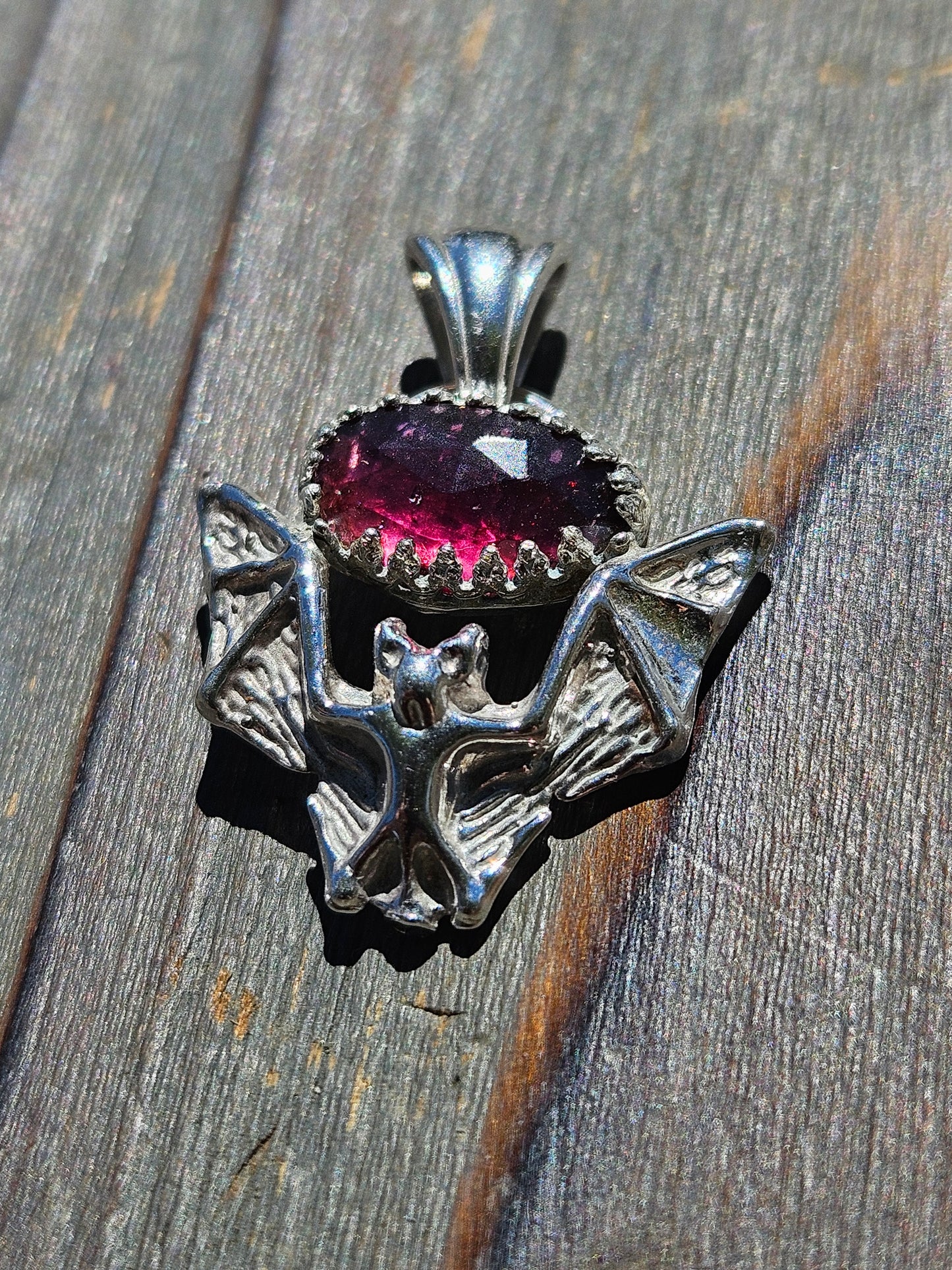 Indian Garnet and Bat Pendant