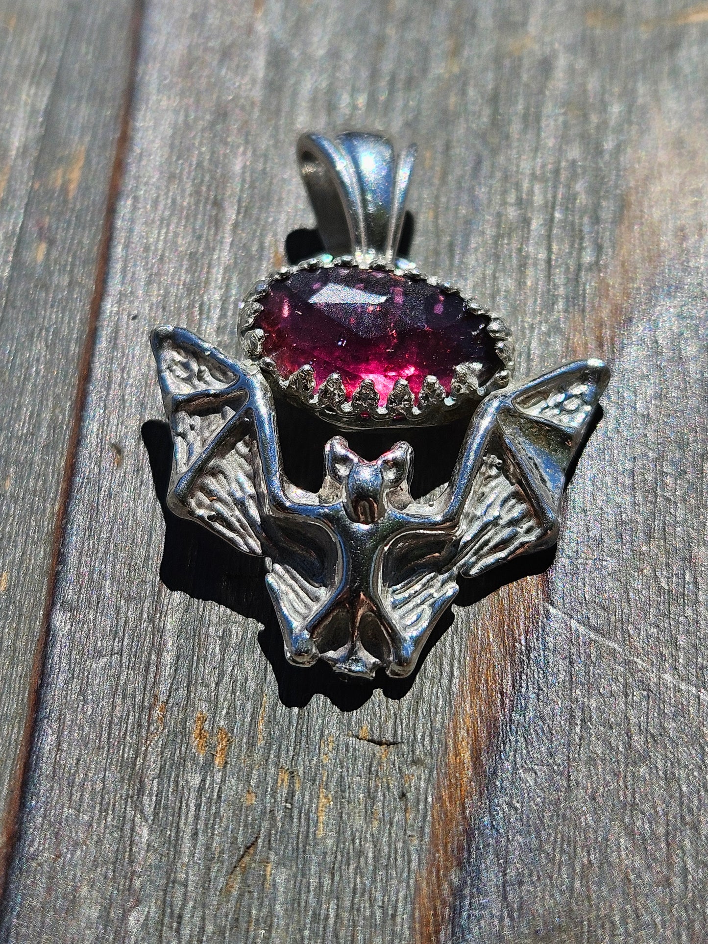 Indian Garnet and Bat Pendant