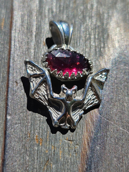 Indian Garnet and Bat Pendant