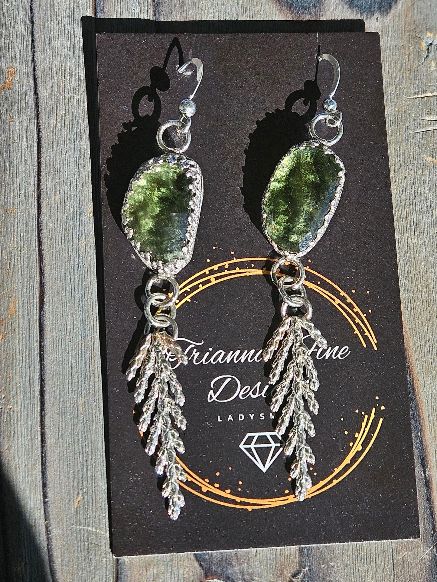 Moldavite Cedar Earrings