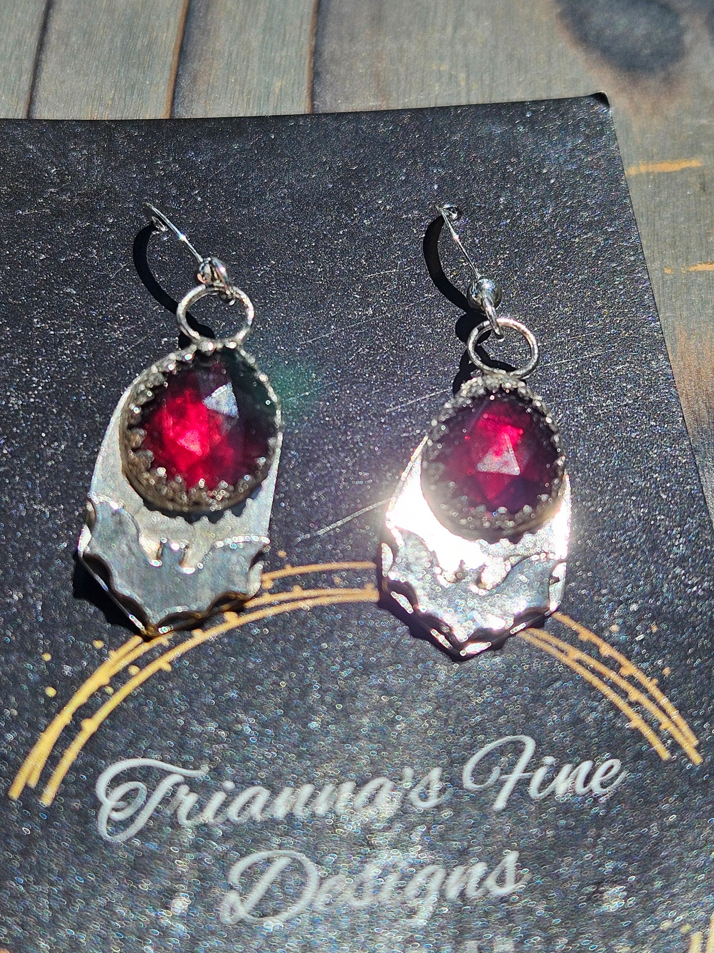 Indian Garnet and Bat Earrings