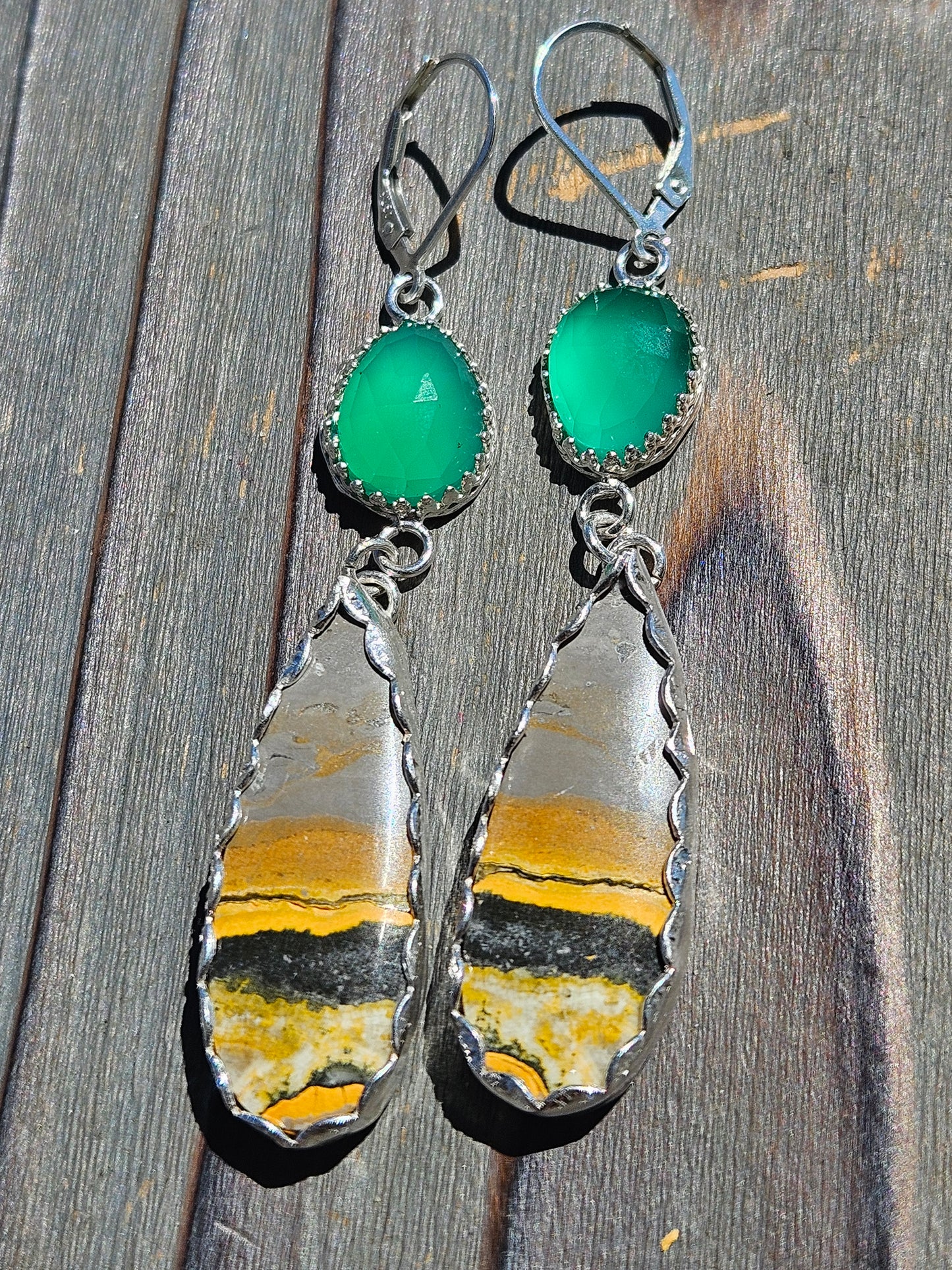 Chrome Chalcedony and Bumblebee Jasper Earrings