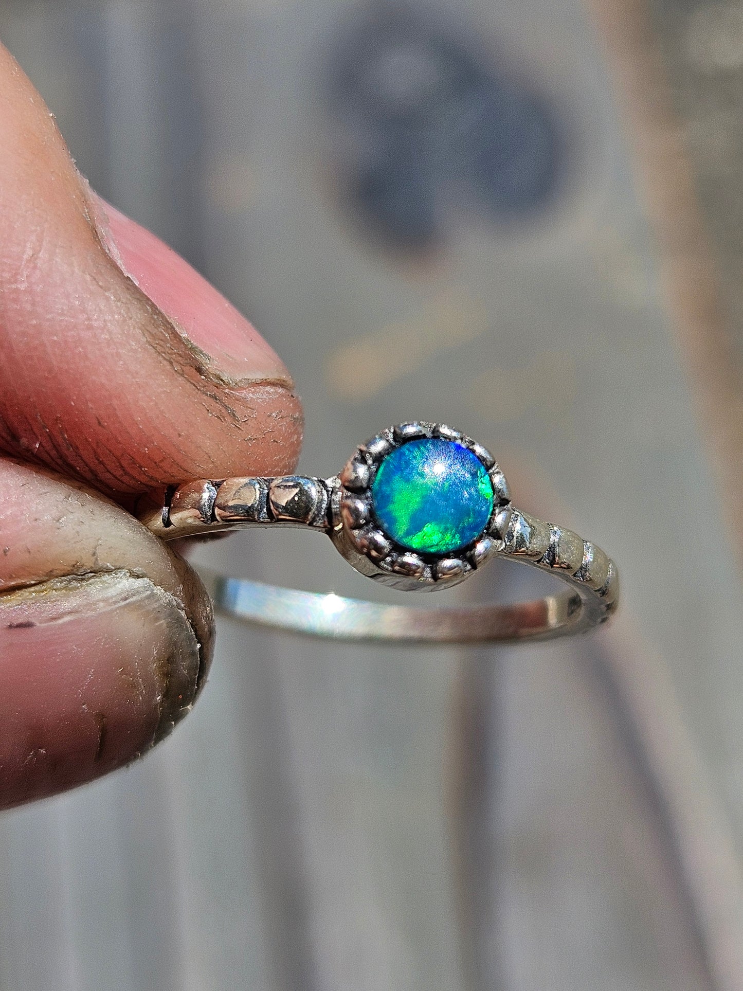 Australian Opal Stacker Ring, Size 6