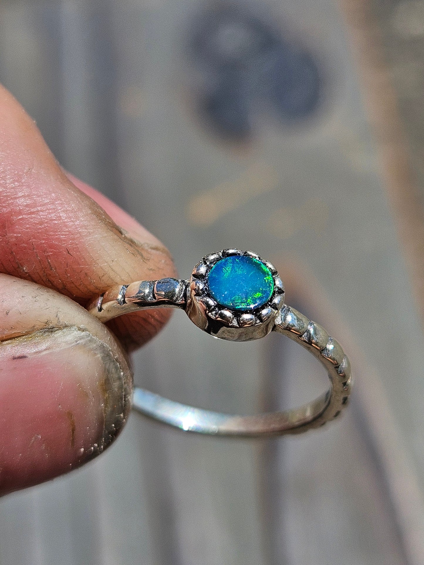 Australian Opal Stacker Ring, Size 6