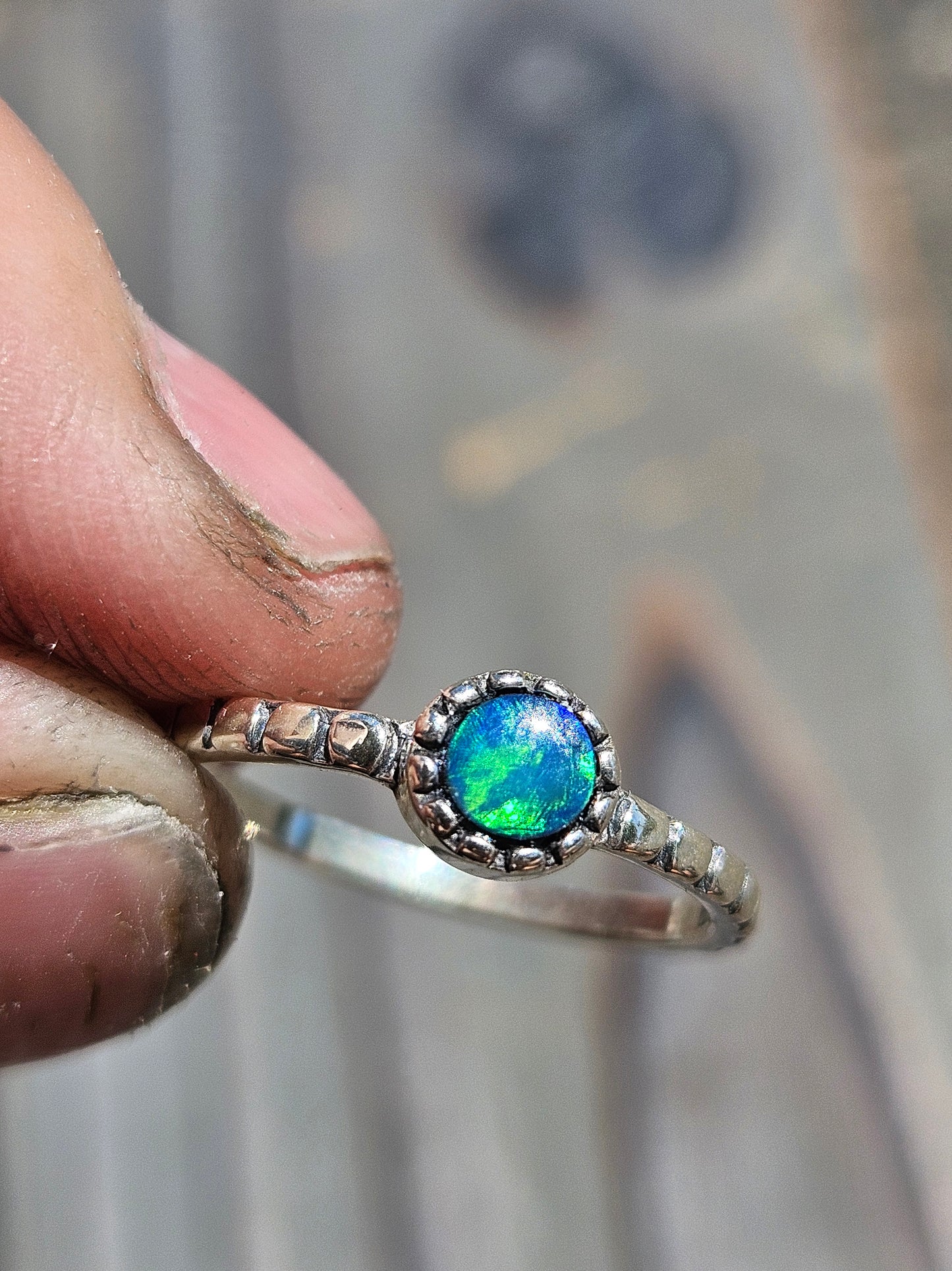 Australian Opal Stacker Ring, Size 6