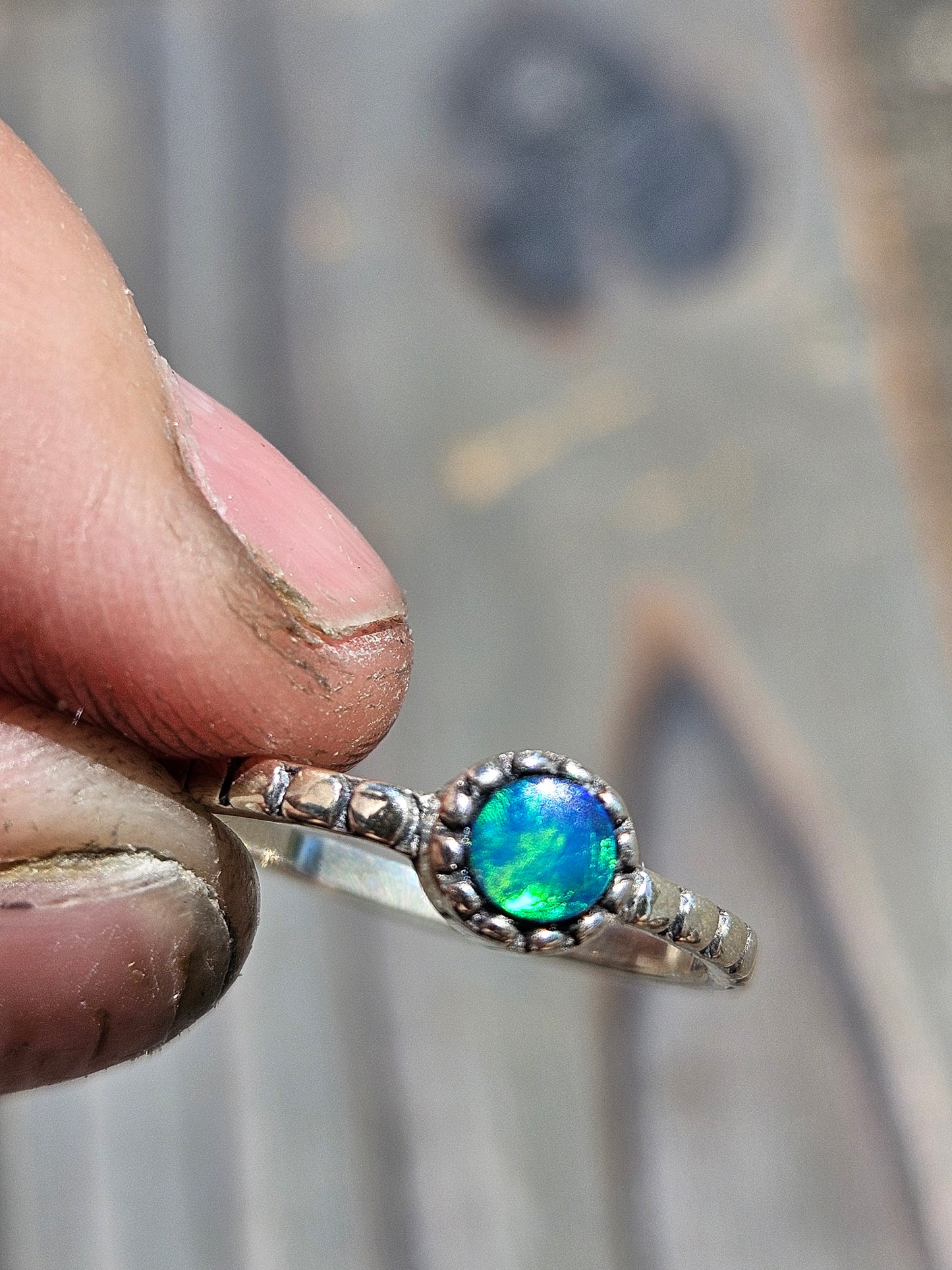 Australian Opal Stacker Ring, Size 6