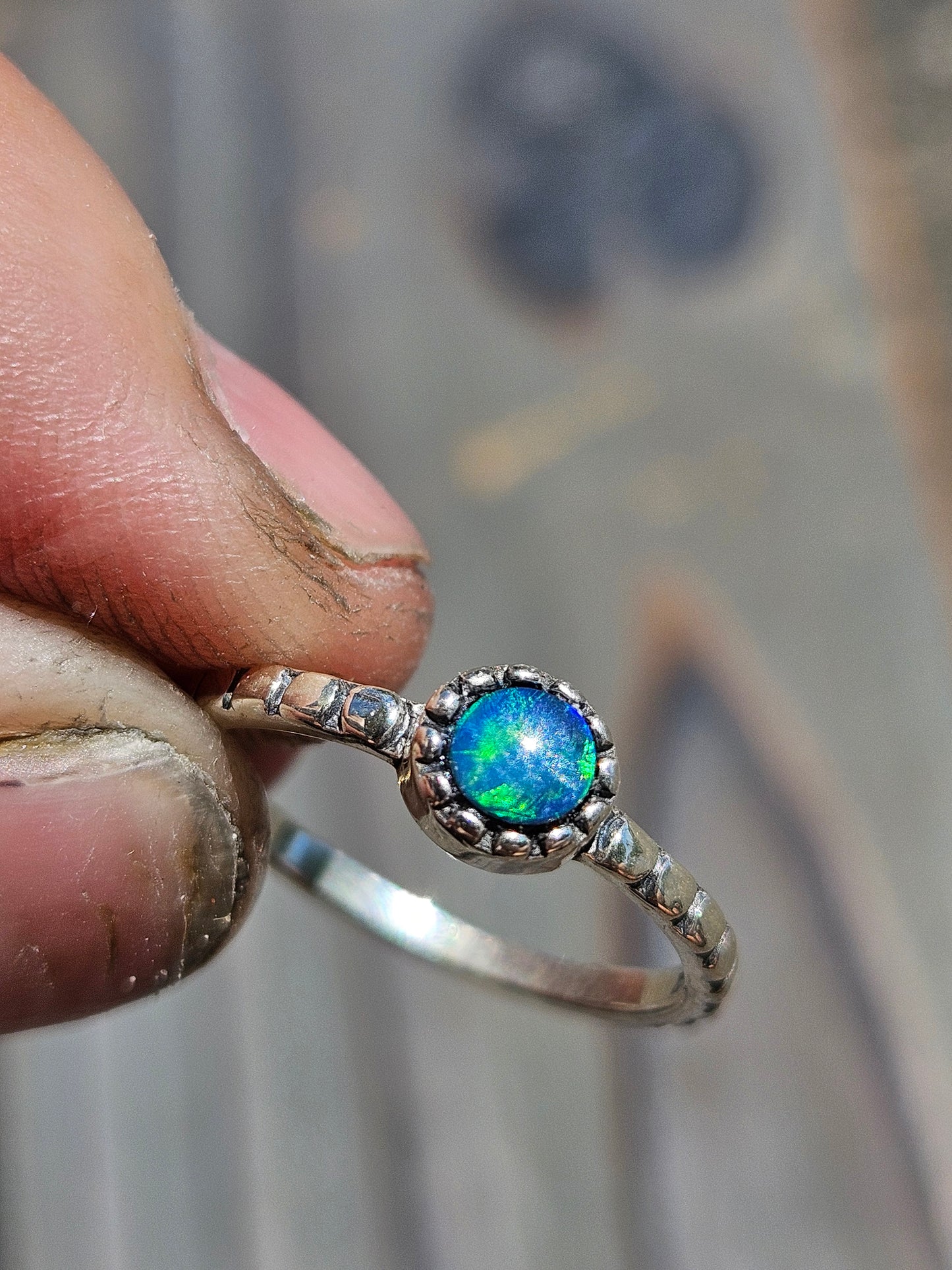 Australian Opal Stacker Ring, Size 6