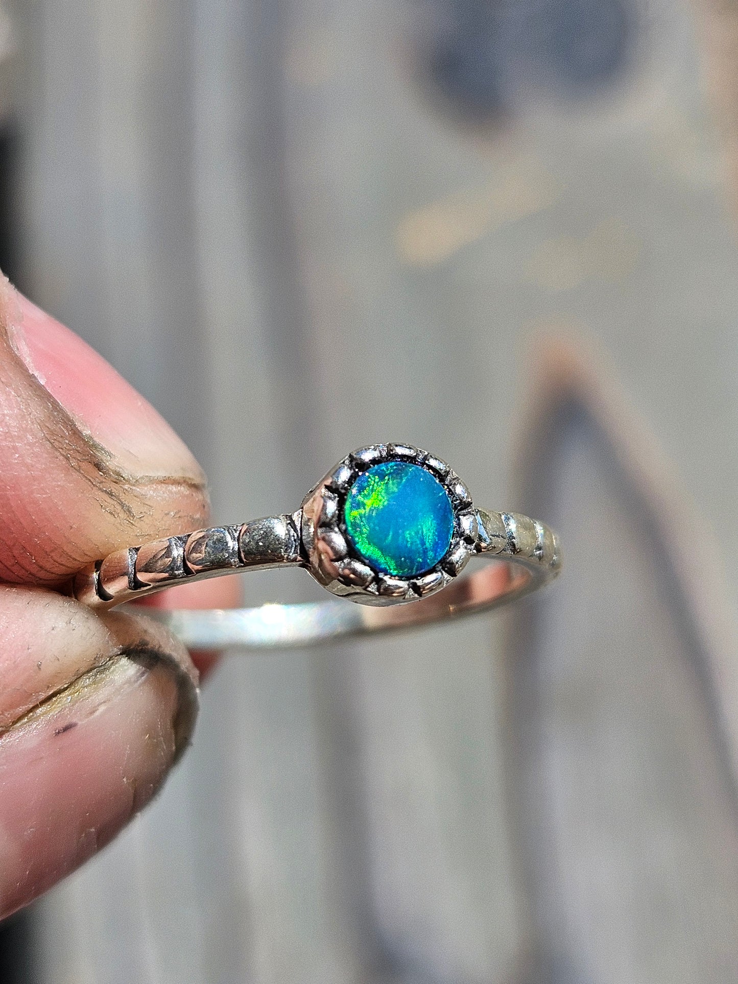 Australian Opal Stacker Ring, Size 6