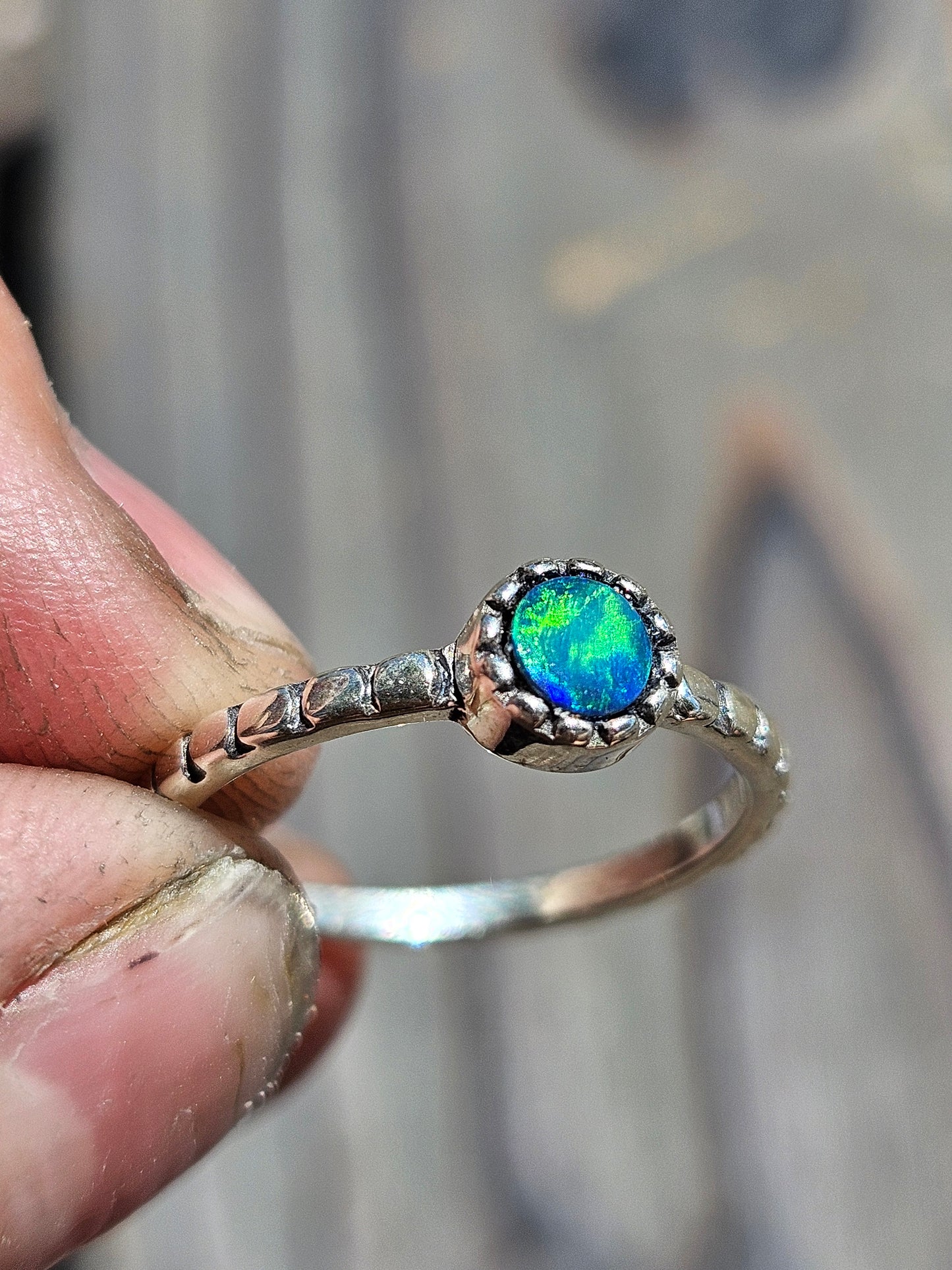 Australian Opal Stacker Ring, Size 6