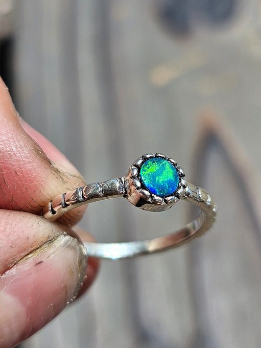 Australian Opal Stacker Ring, Size 6