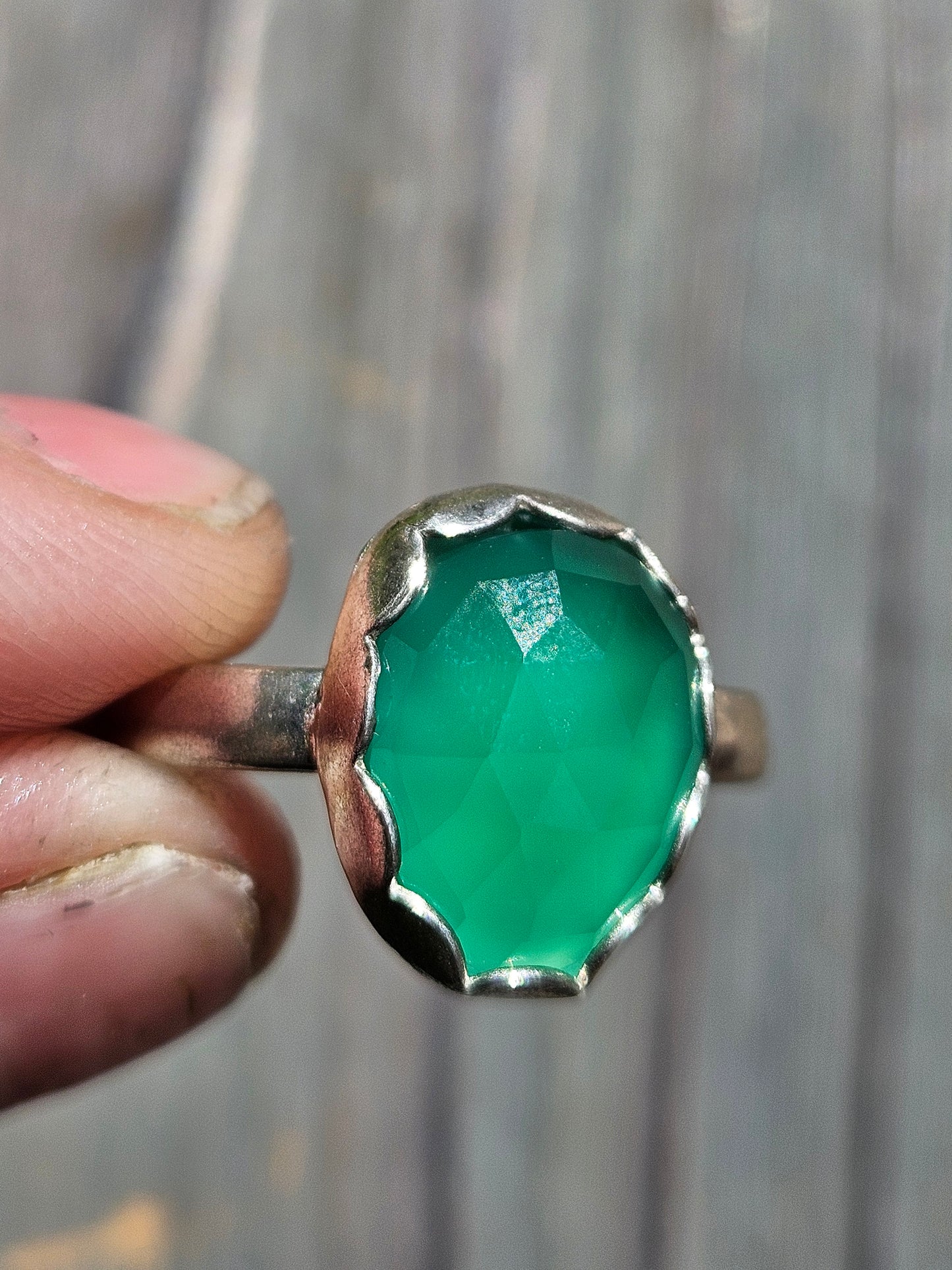 Green Chalcedony Ring, Size 10