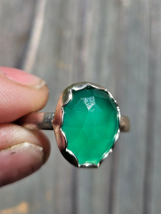 Green Chalcedony Ring, Size 10