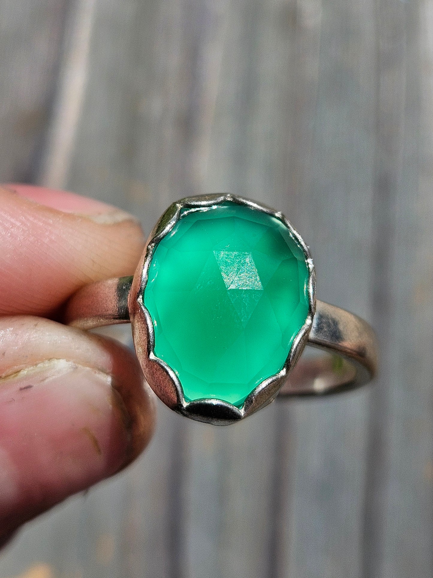 Green Chalcedony Ring, Size 10