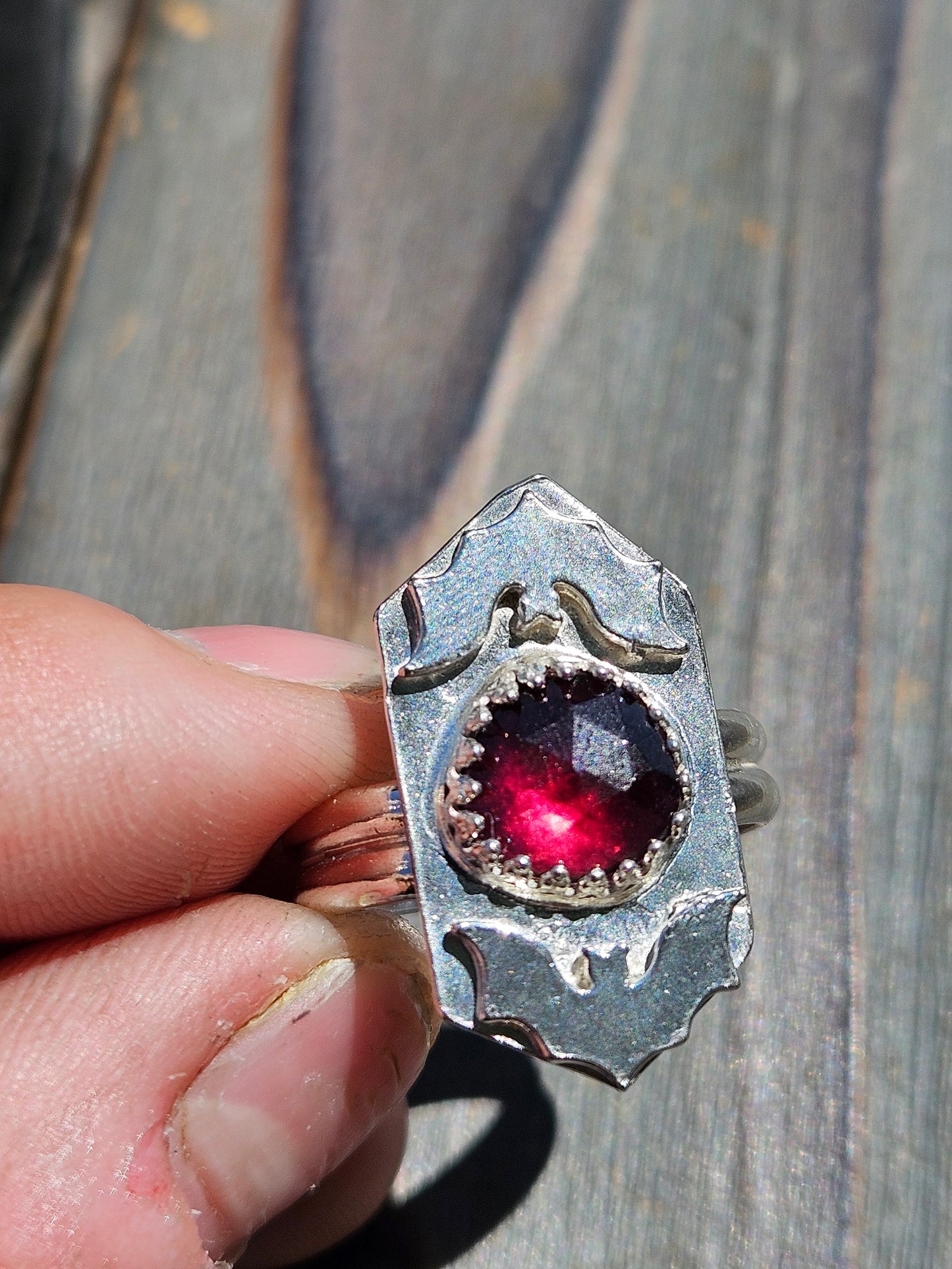 Garnet and Bat Ring, Size 9