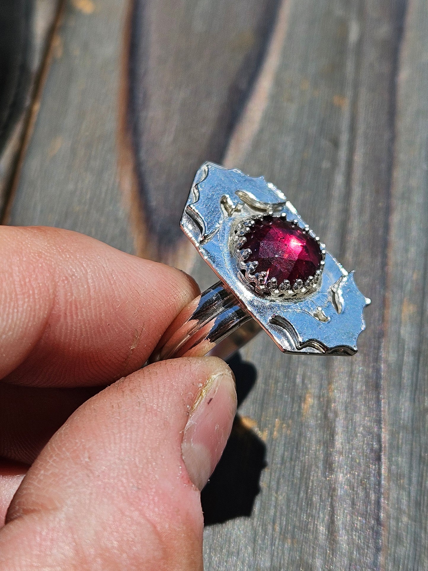 Garnet and Bat Ring, Size 9