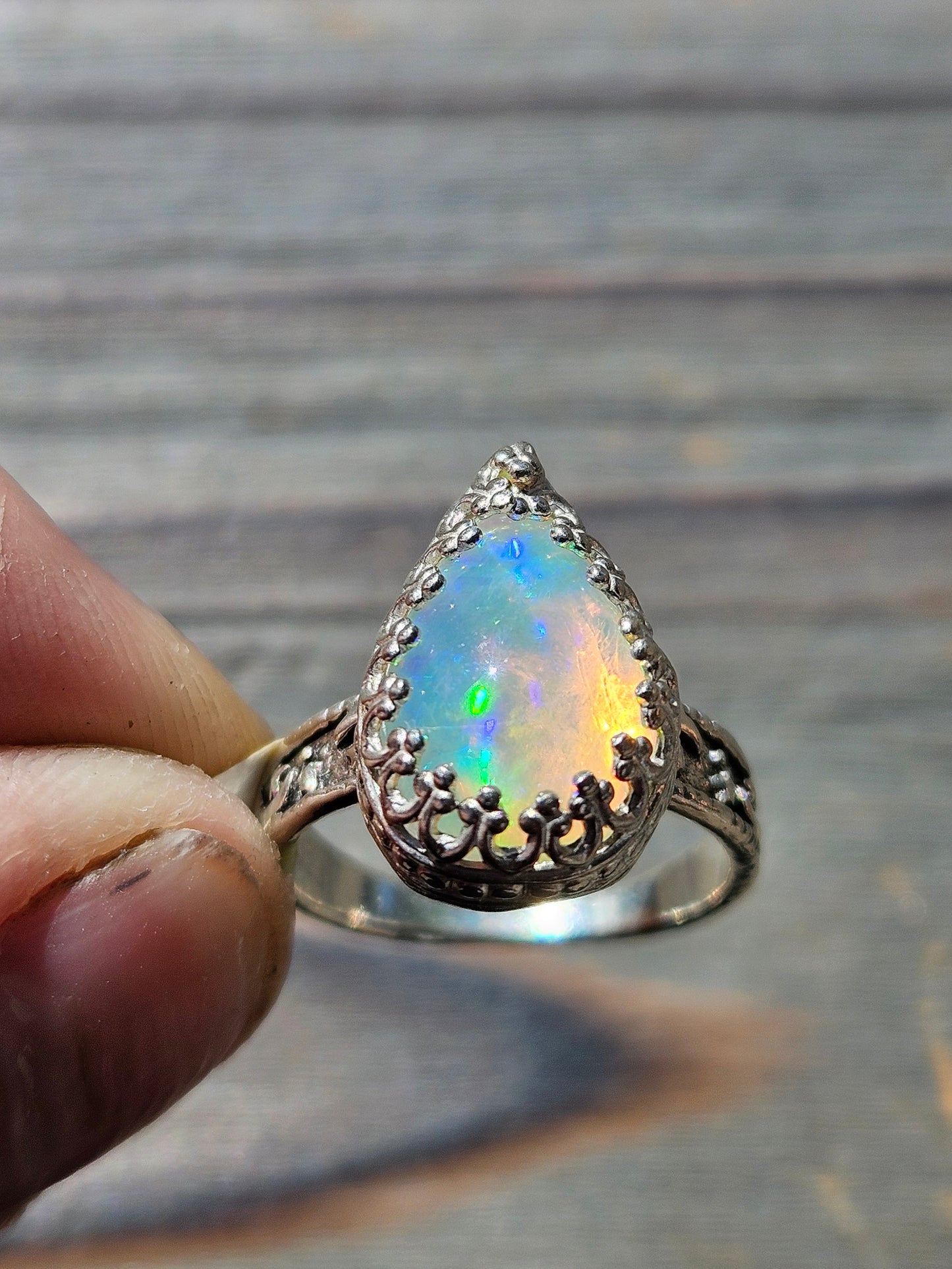 Ethiopian Opal and Celestrial Ring, Size 5