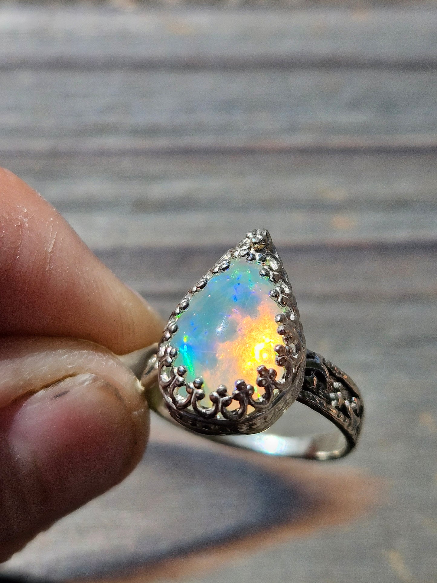 Ethiopian Opal and Celestrial Ring, Size 5