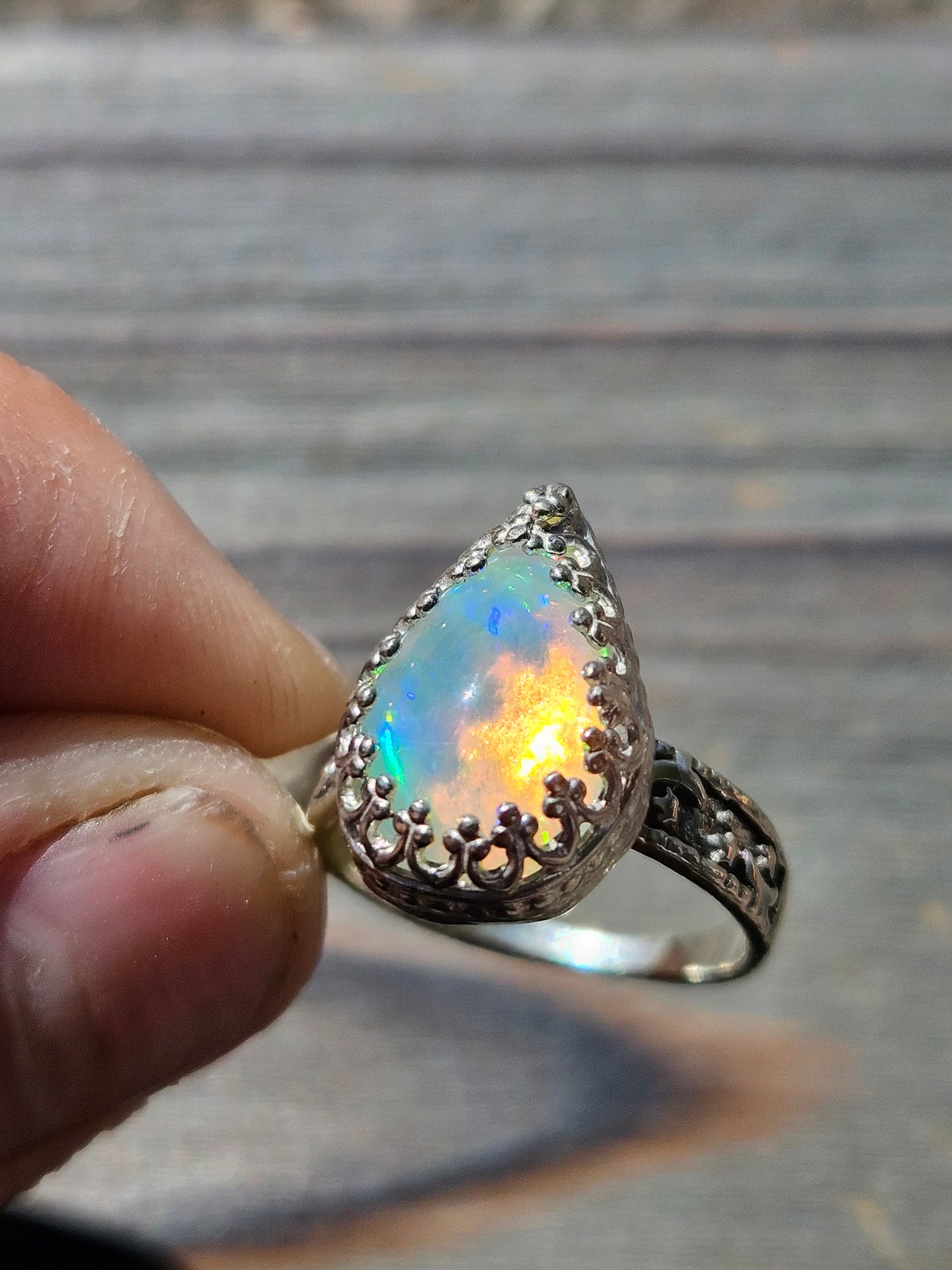 Ethiopian Opal and Celestrial Ring, Size 5