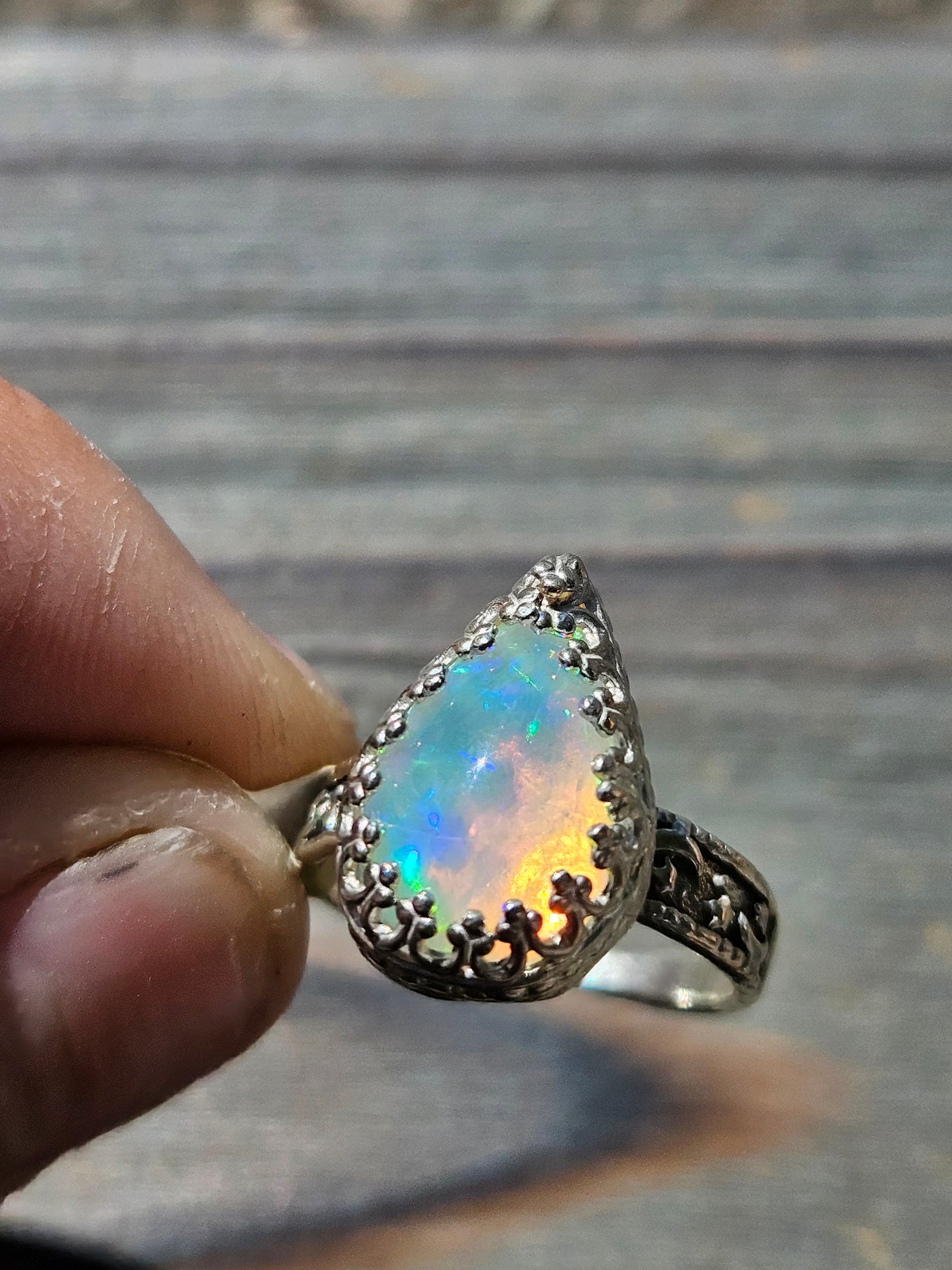 Ethiopian Opal and Celestrial Ring, Size 5