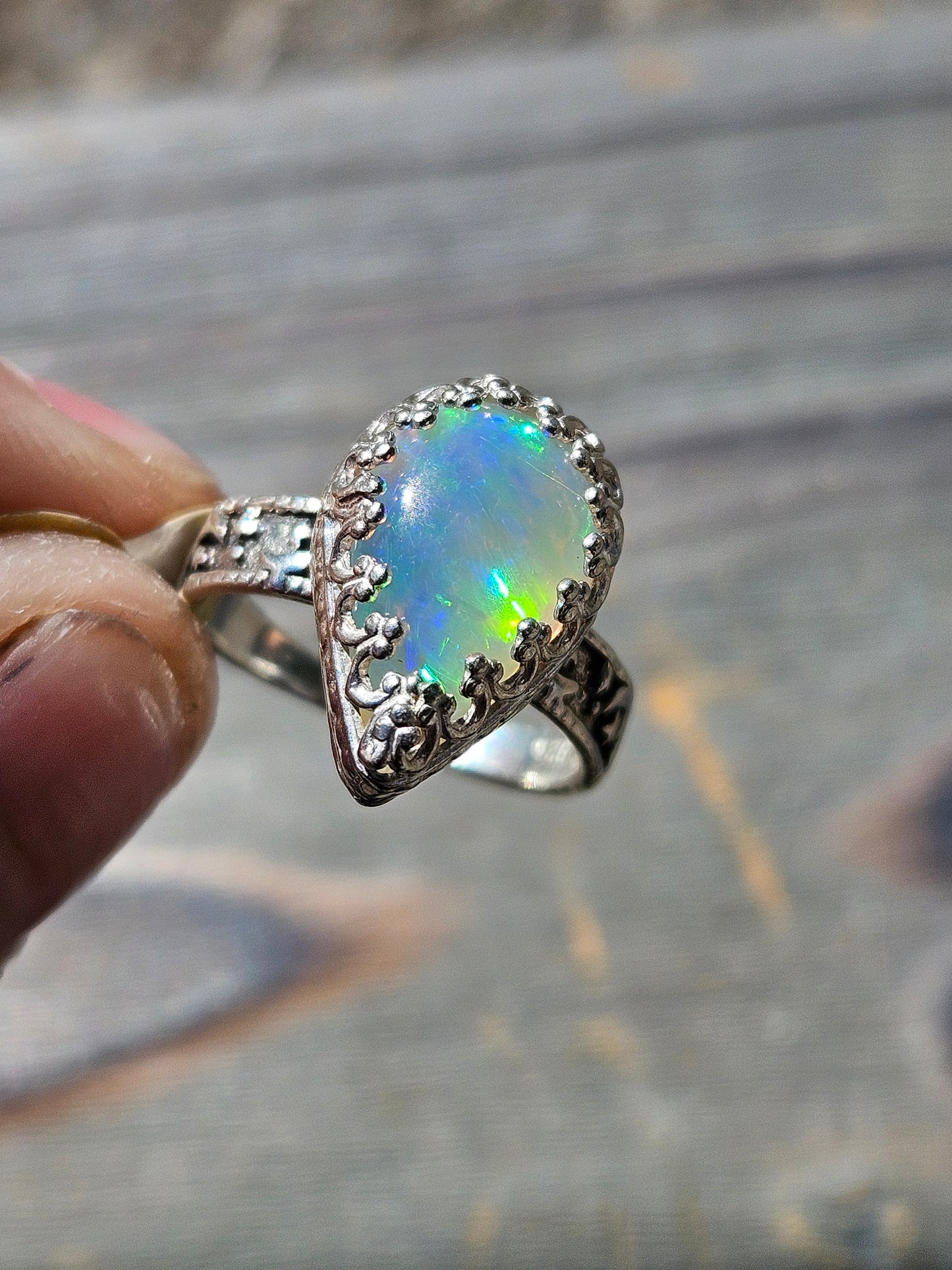 Ethiopian Opal and Celestrial Ring, Size 5