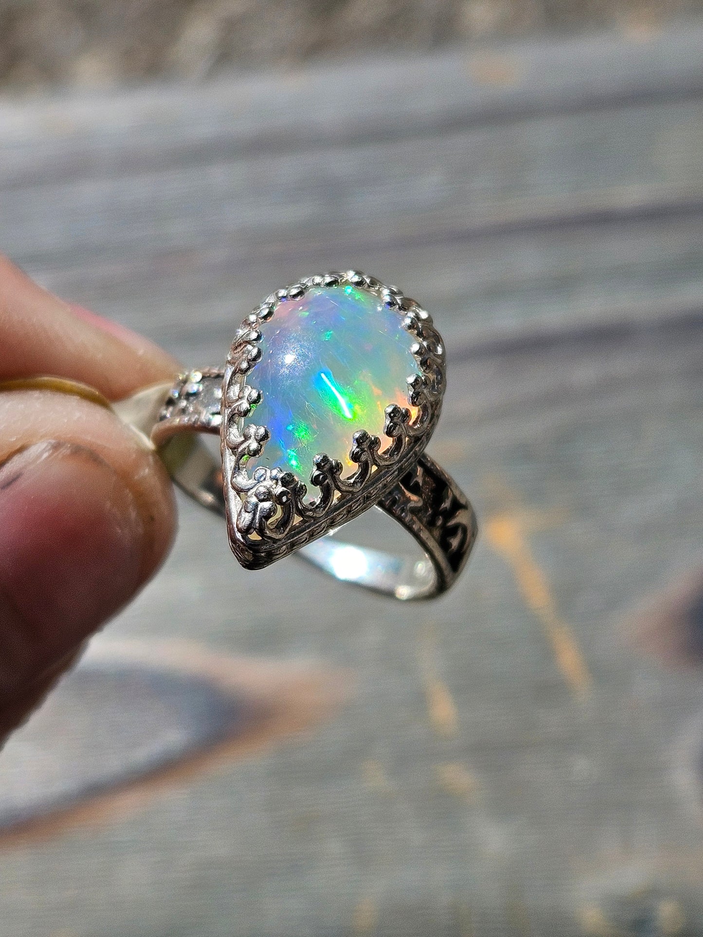 Ethiopian Opal and Celestrial Ring, Size 5