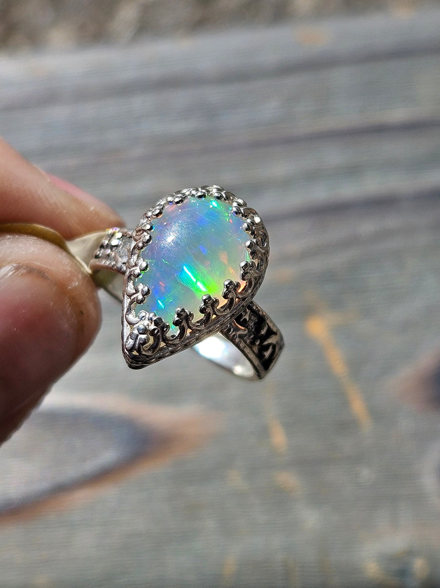 Ethiopian Opal and Celestrial Ring, Size 5