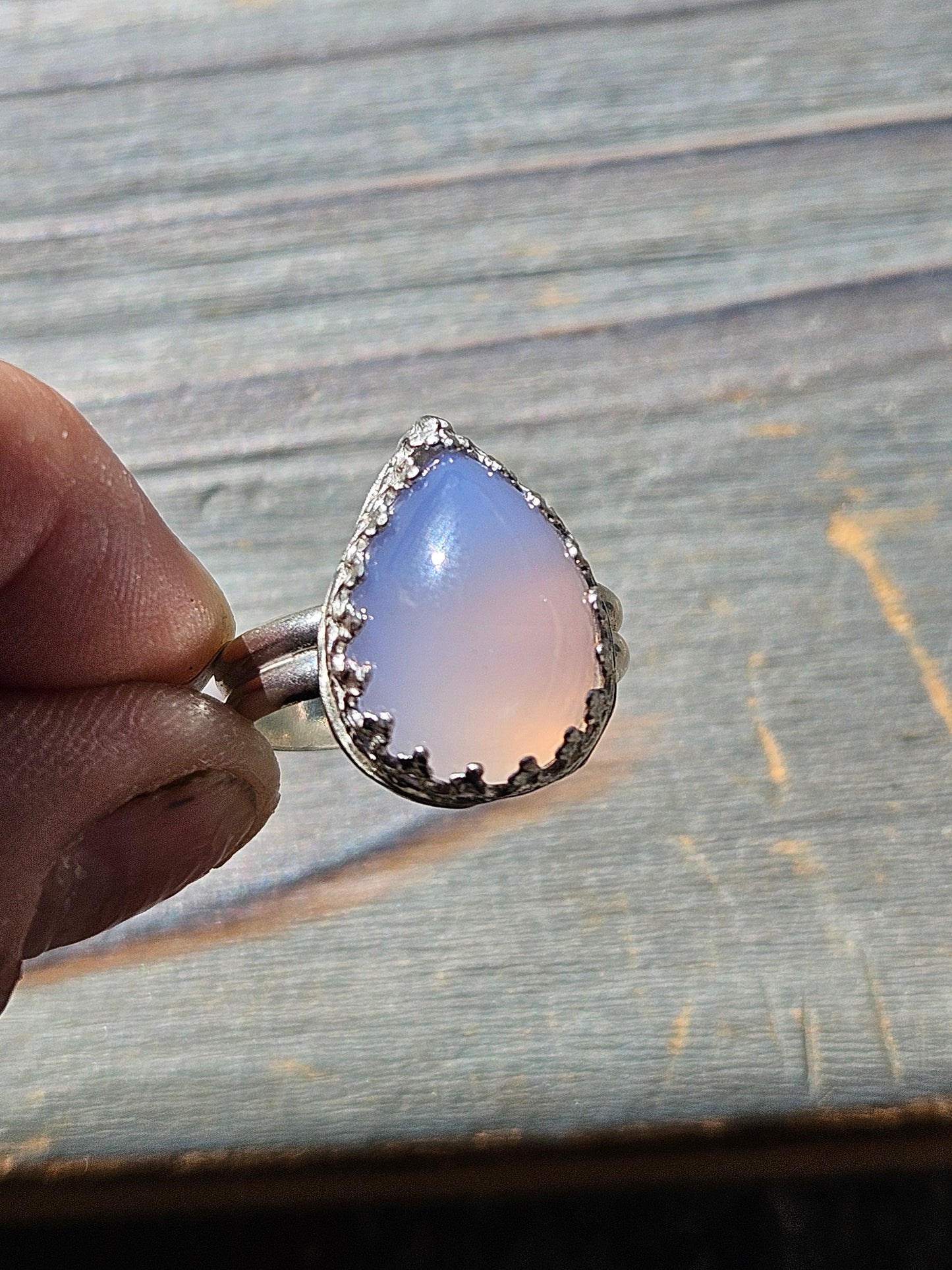 Smoke Lavender Chalcedony Ring, size 8