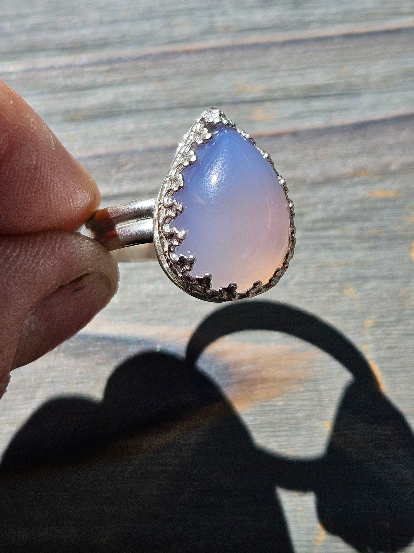 Smoke Lavender Chalcedony Ring, size 8