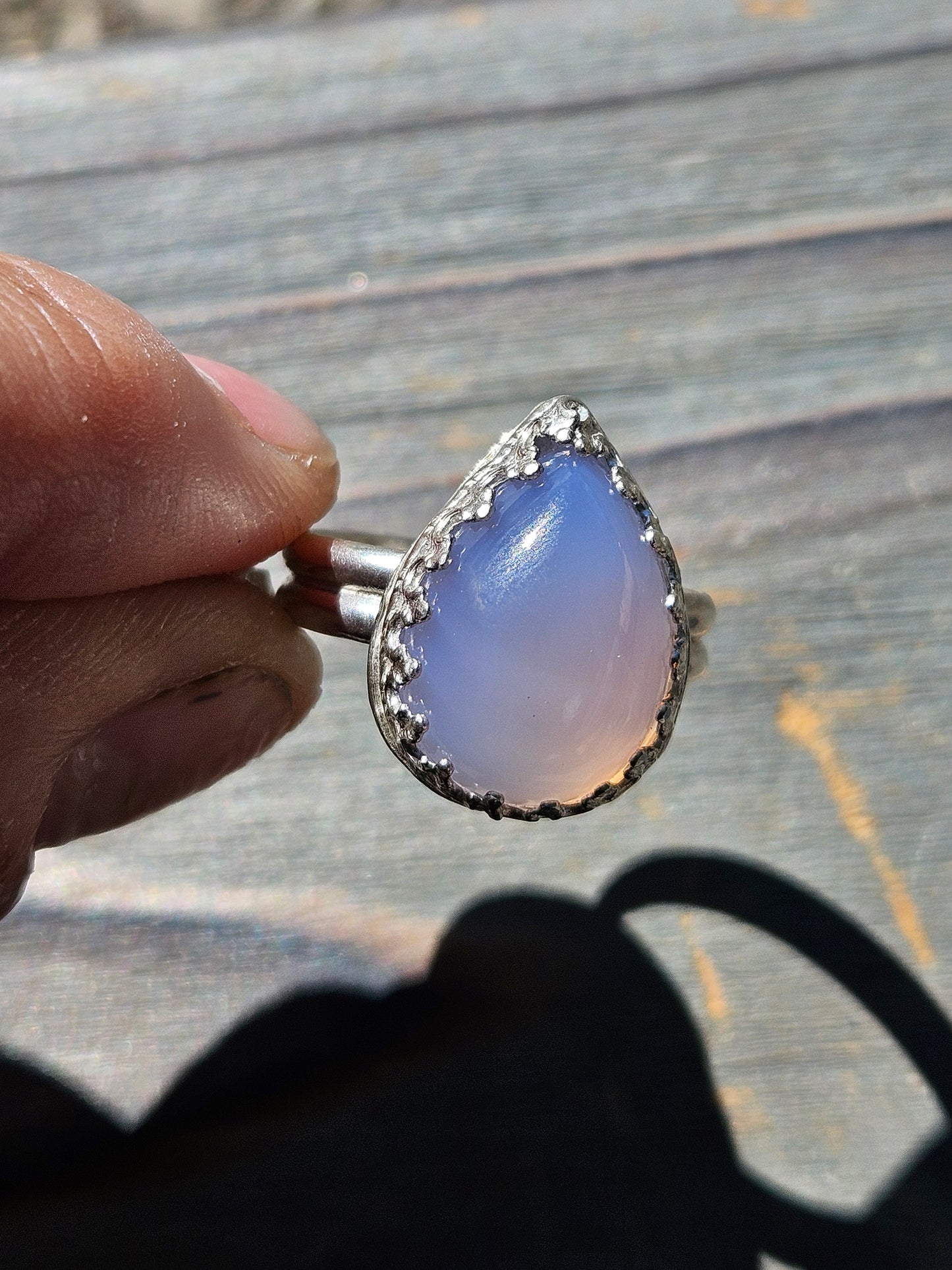 Smoke Lavender Chalcedony Ring, size 8