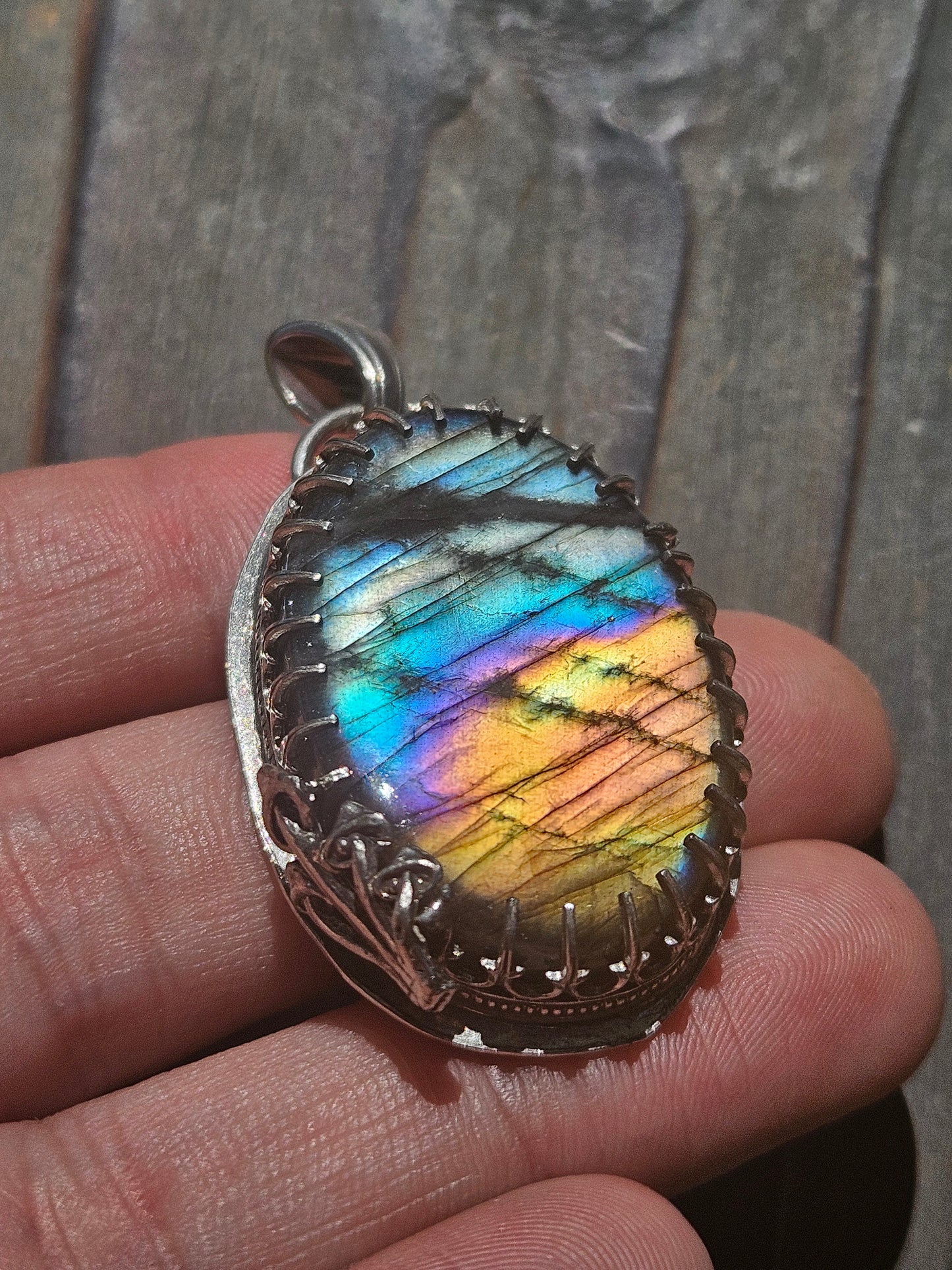 Labradorite Mushroom Pendant