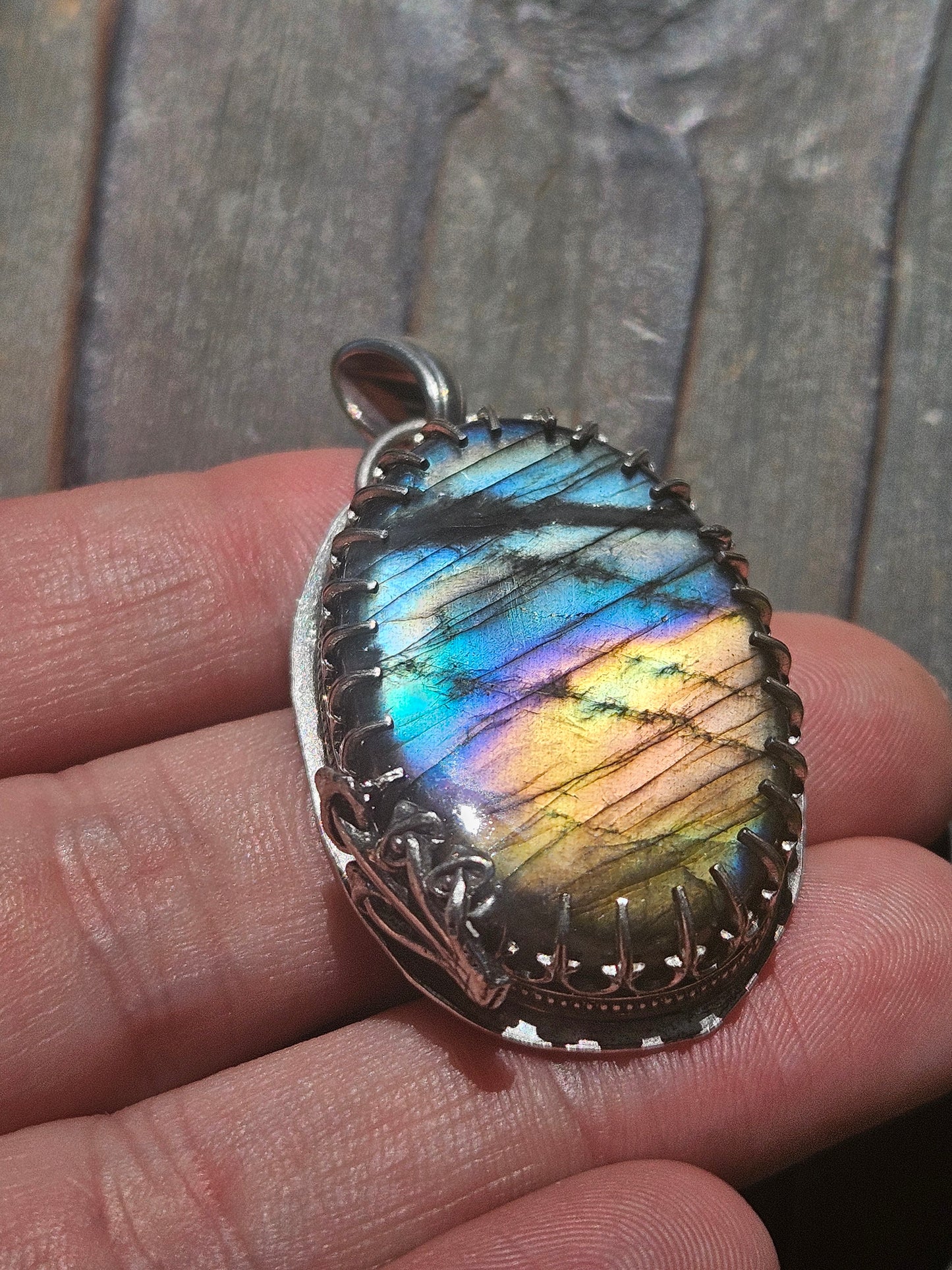 Labradorite Mushroom Pendant