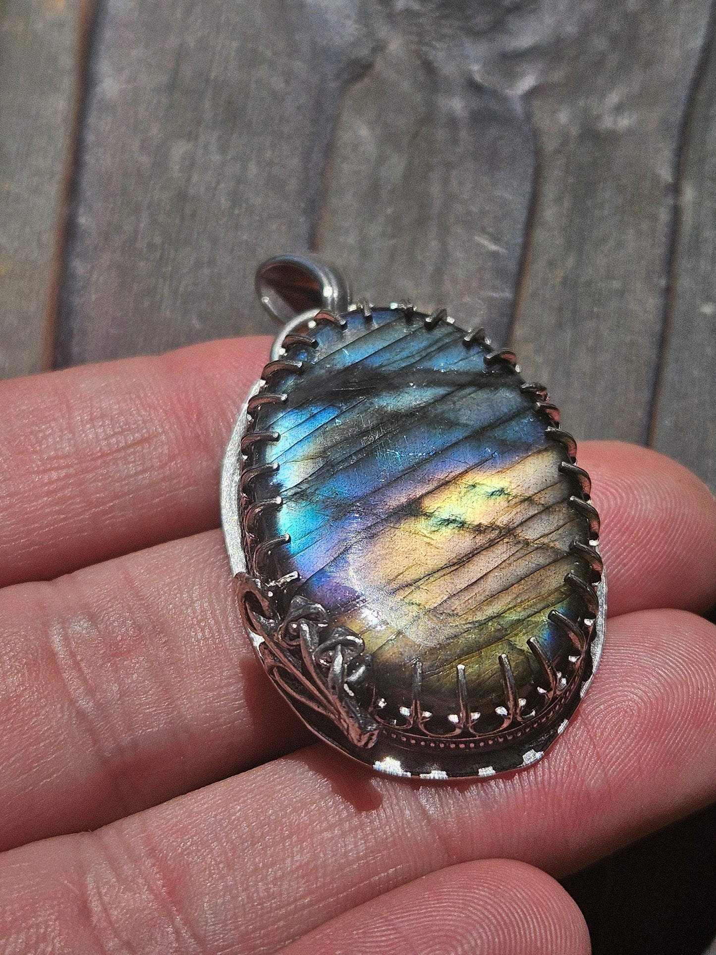 Labradorite Mushroom Pendant